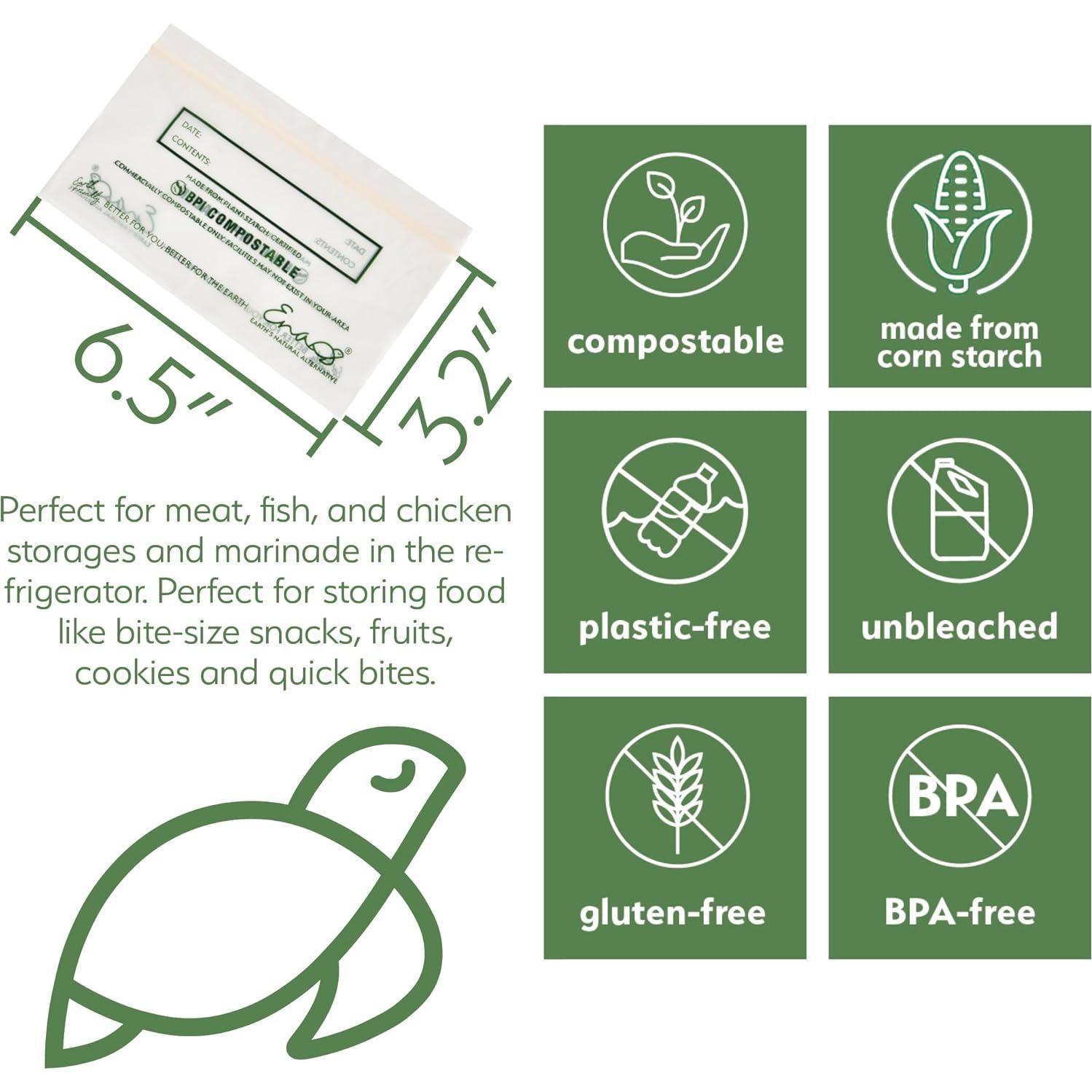 Bolsas de Almacenamiento Compostables Alternativa Natural 6 Unidades