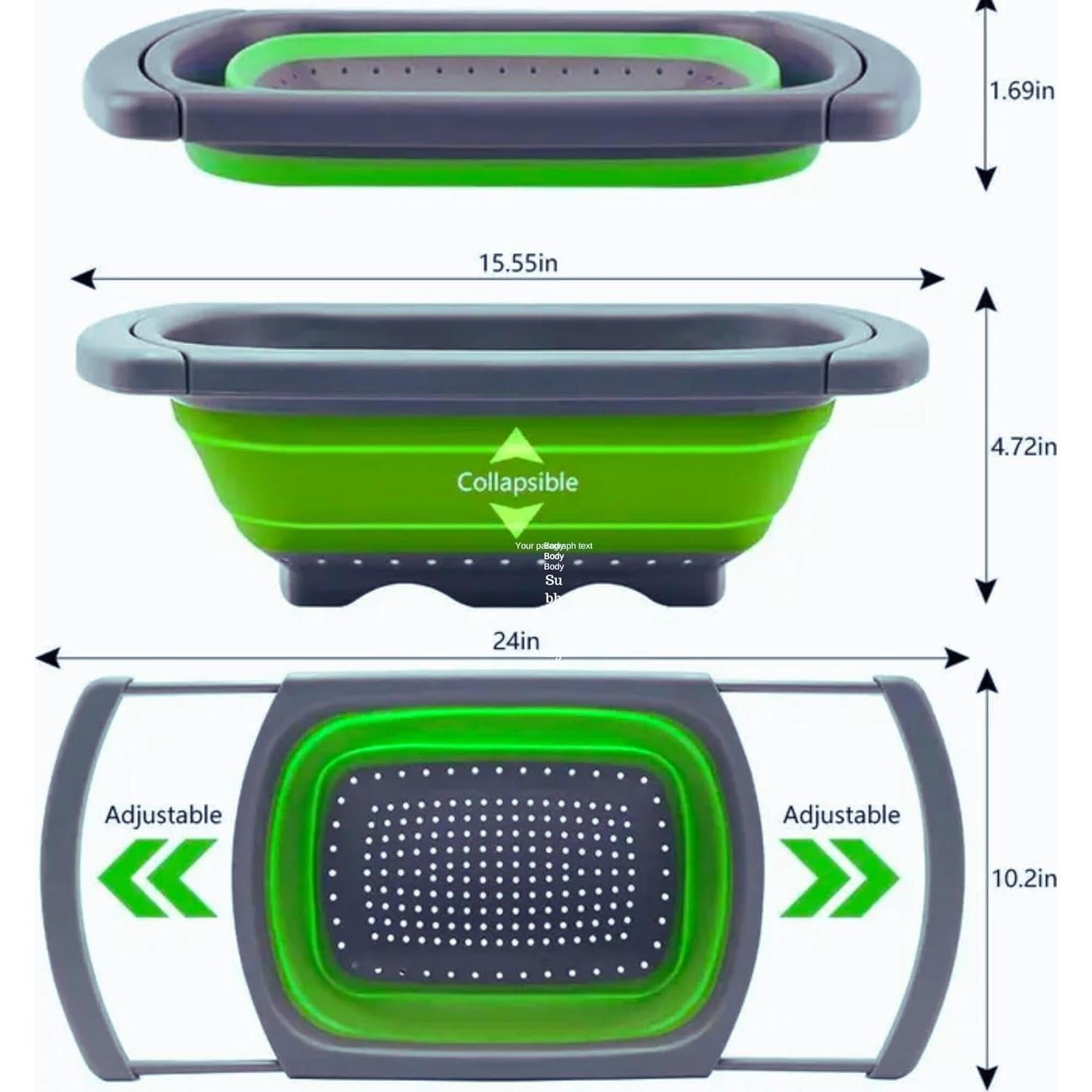 Colador Plegable de Silicona MAUCA 39x26.5 cm con Peladores