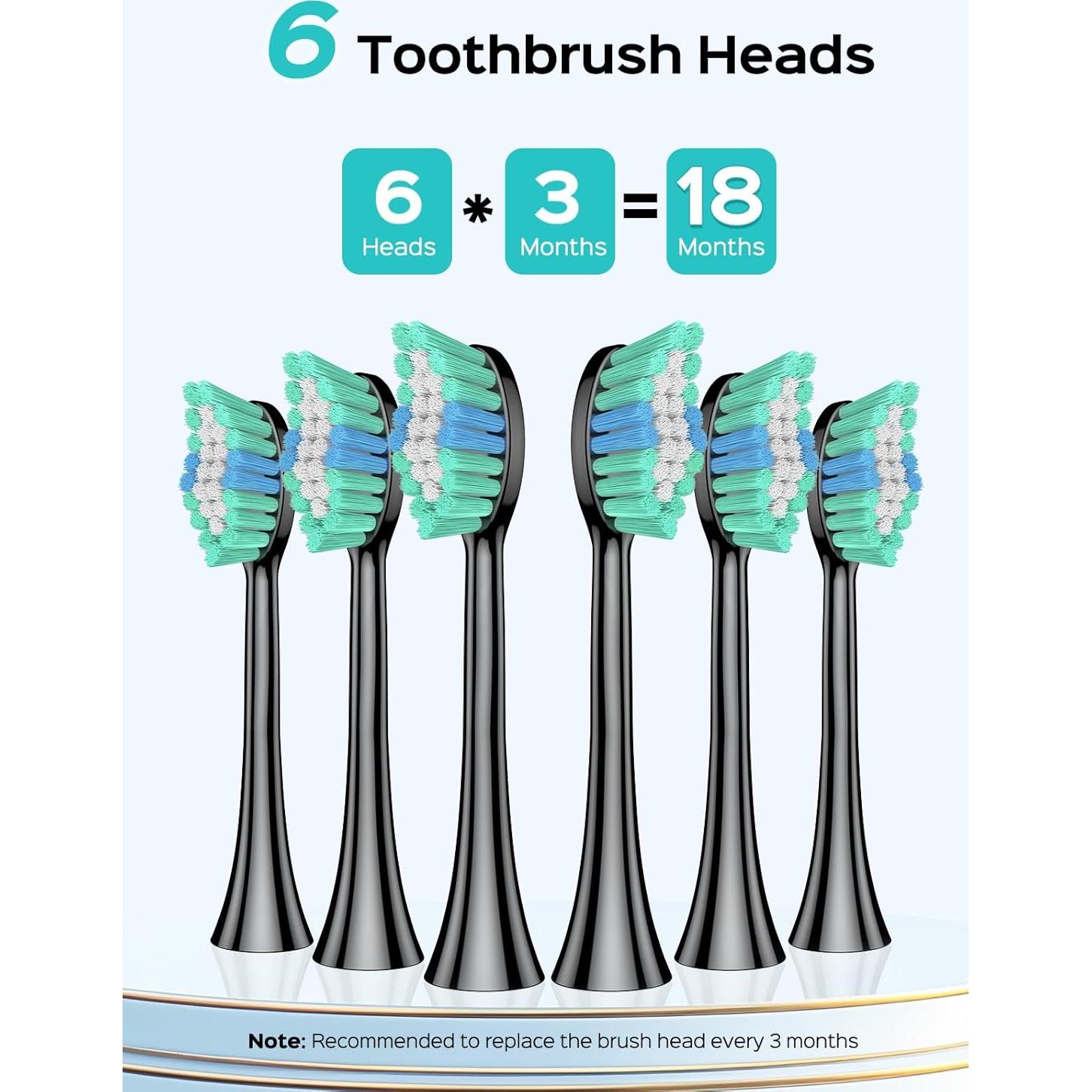 Cepillo de Dientes Eléctrico COSLUS C40 - 47000 VPM, 5 Modos, Negro