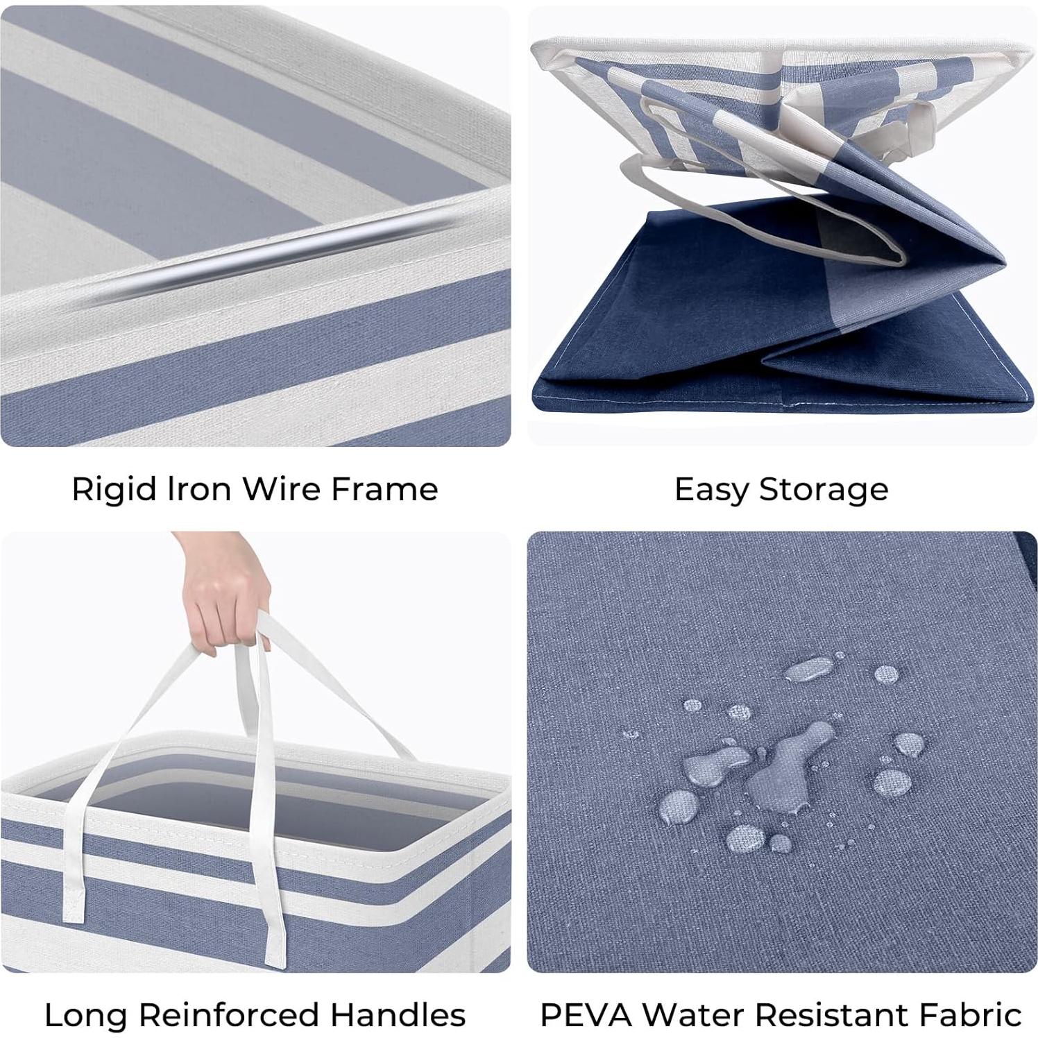 Cesta de Ropa Alta Plegable HomeHacks 75L Impermeable Azul