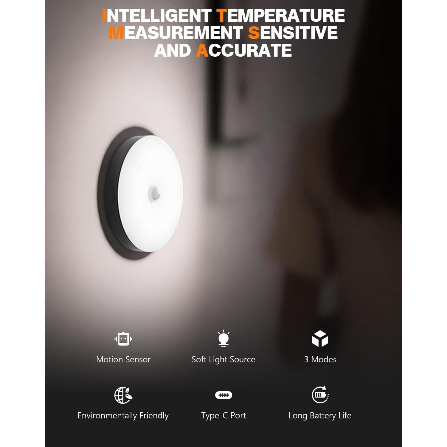 Luz Nocturna Inteligente con Sensor de Movimiento AXHHTVCGY - Carga USB