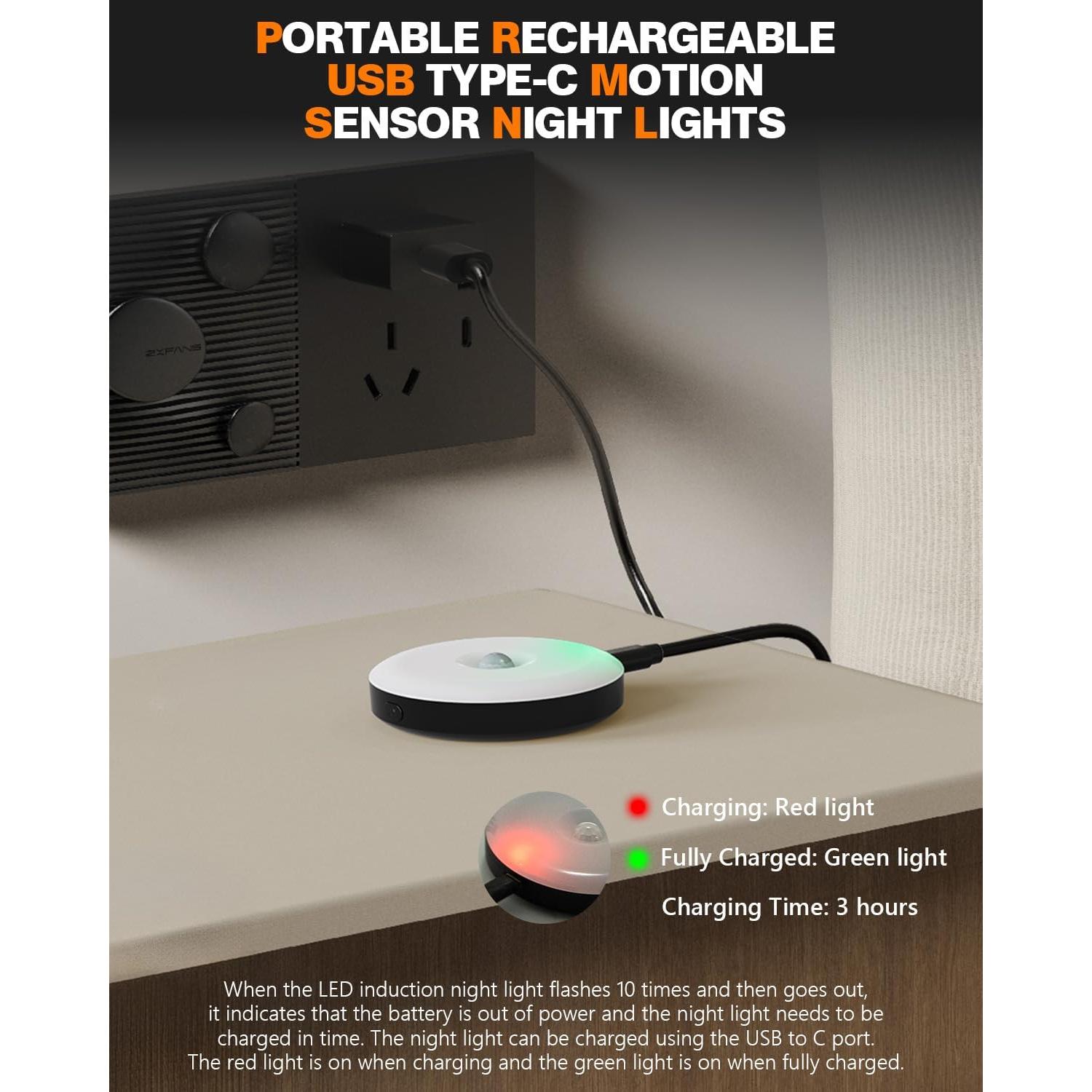 Luz Nocturna Inteligente con Sensor de Movimiento AXHHTVCGY - Carga USB