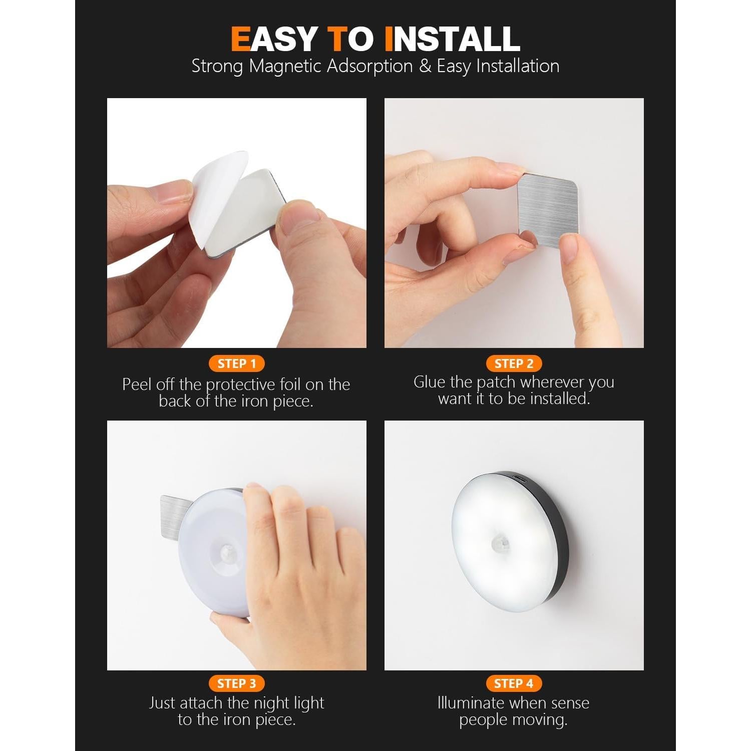 Luz Nocturna Inteligente con Sensor de Movimiento AXHHTVCGY - Carga USB