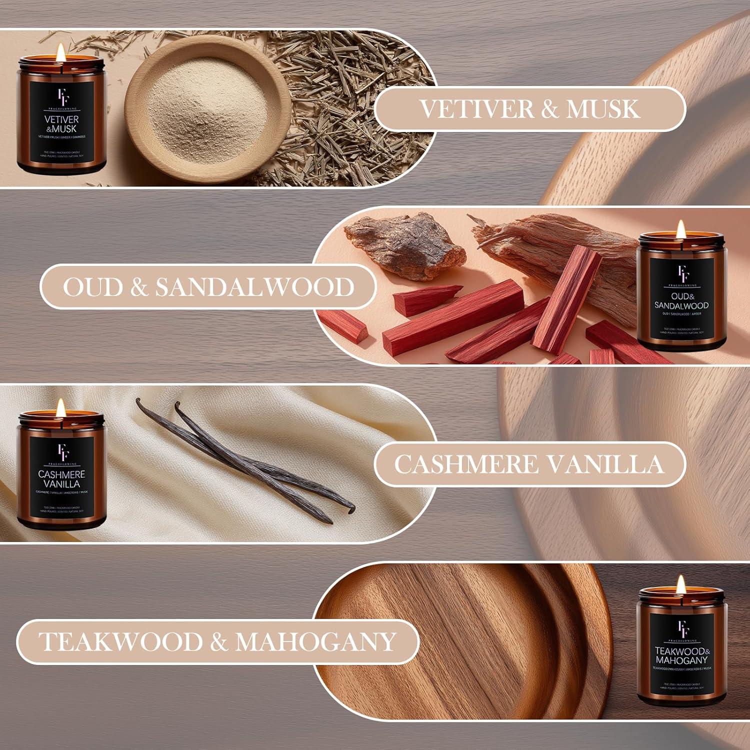 Juego de Velas Aromáticas de Cera de Soja 8 Pack 480 Horas