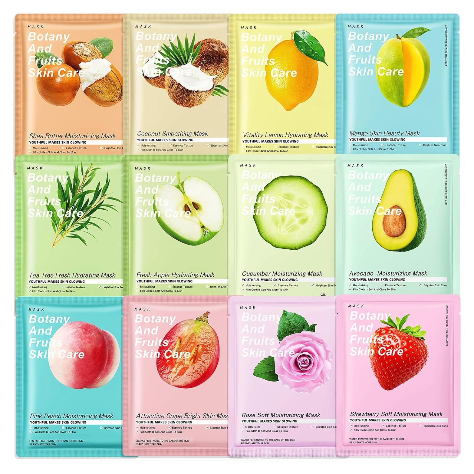 Paquete de 12 Mascarillas Faciales Hidratantes Qullmartle