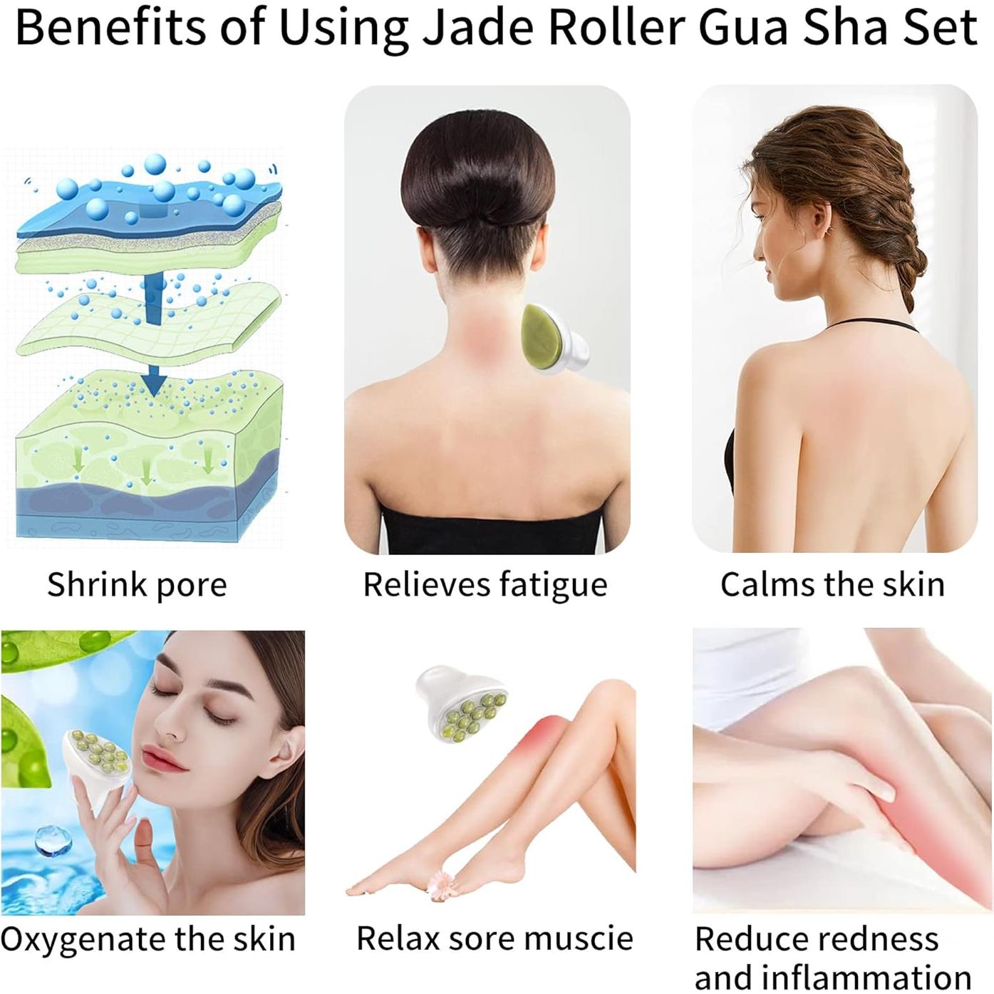 Rodillo de Jade y Gua Sha Facial BEAUTYFACTOR - Set Cuidado Piel