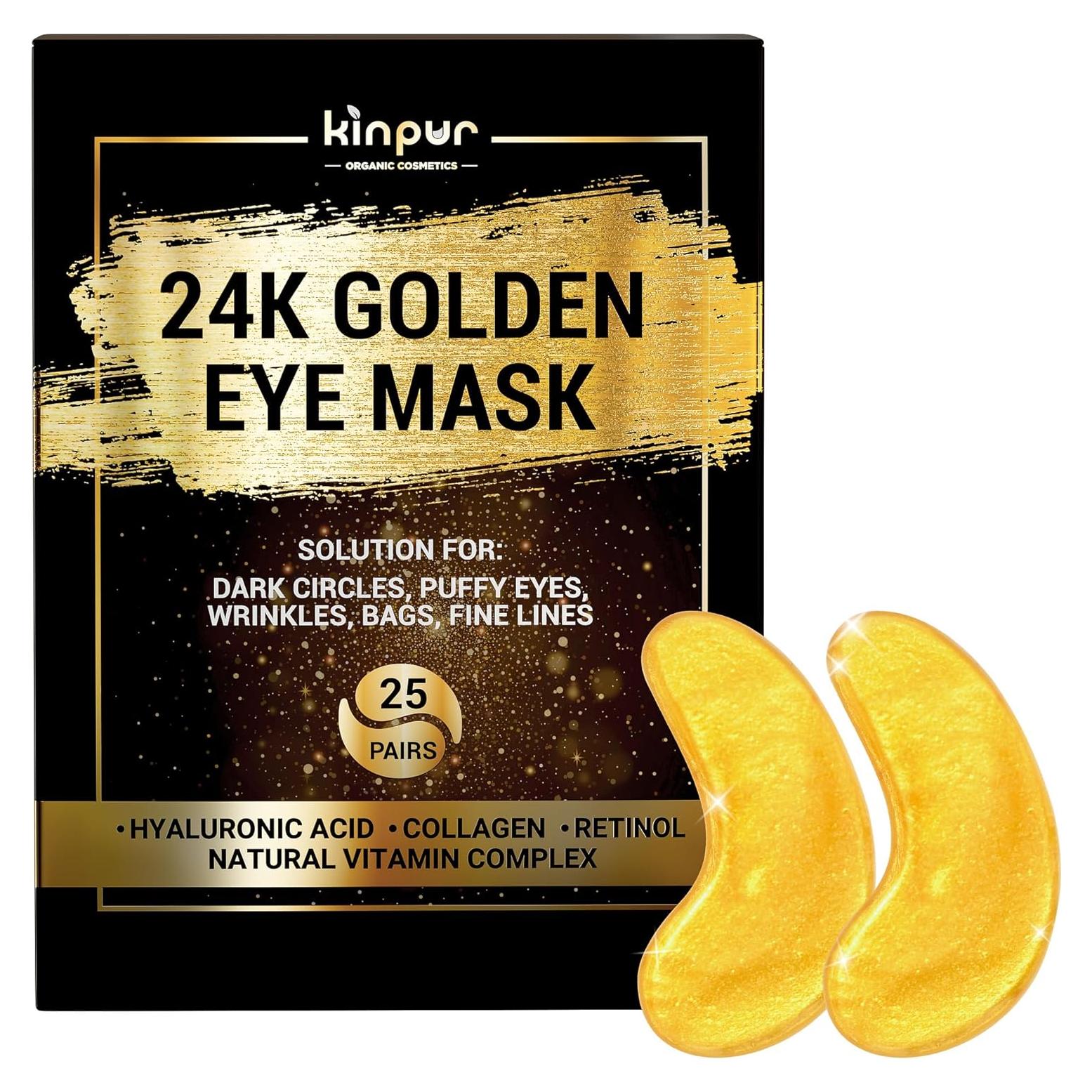 Parches de Ojos de Colágeno KINPUR 24K - 25 Pares Antienvejecimiento