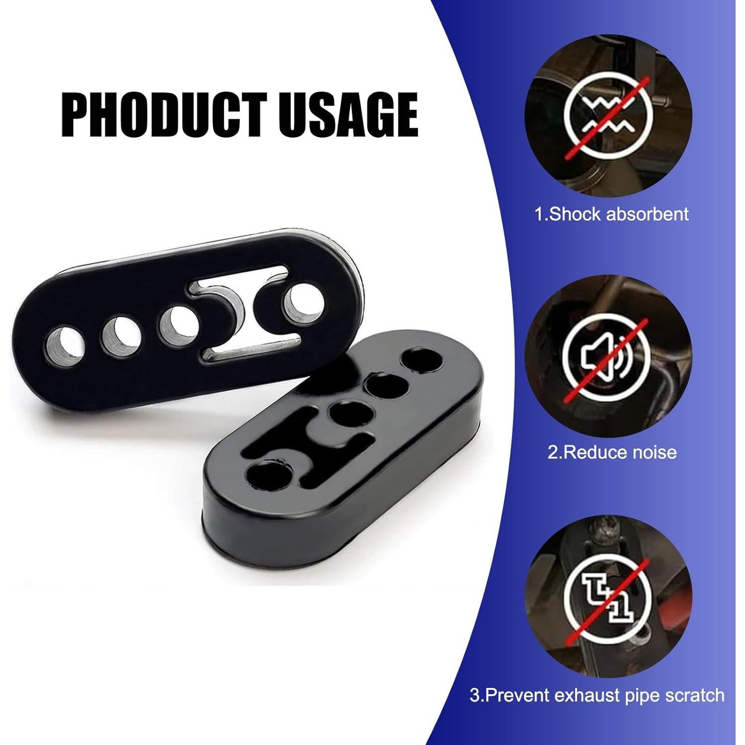 Soporte de Silenciador de Escape Jewkot 2 PCS Universal Negro