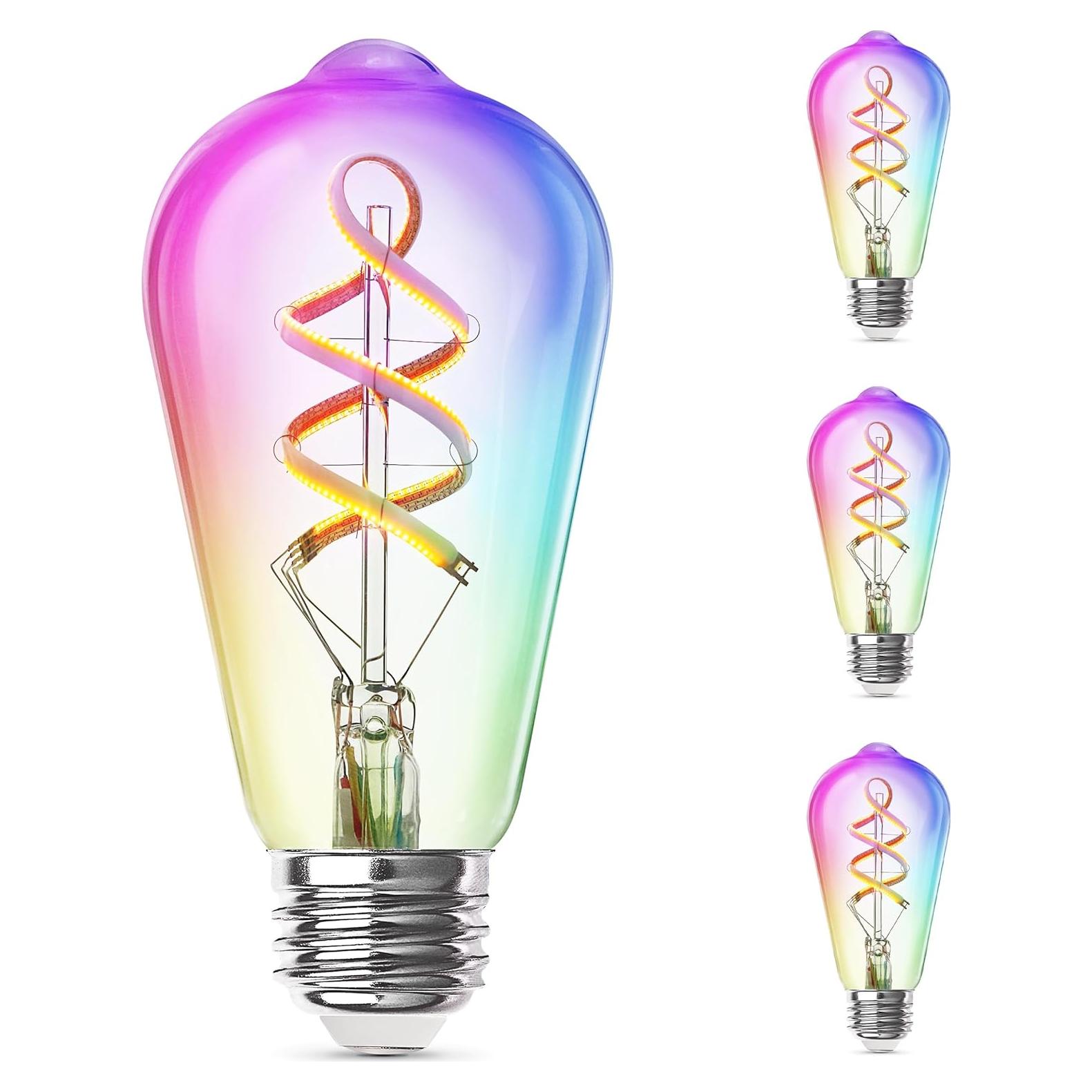 Bombilla Inteligente ST21 Feit Electric 6W RGBW Regulable 3 Unidades