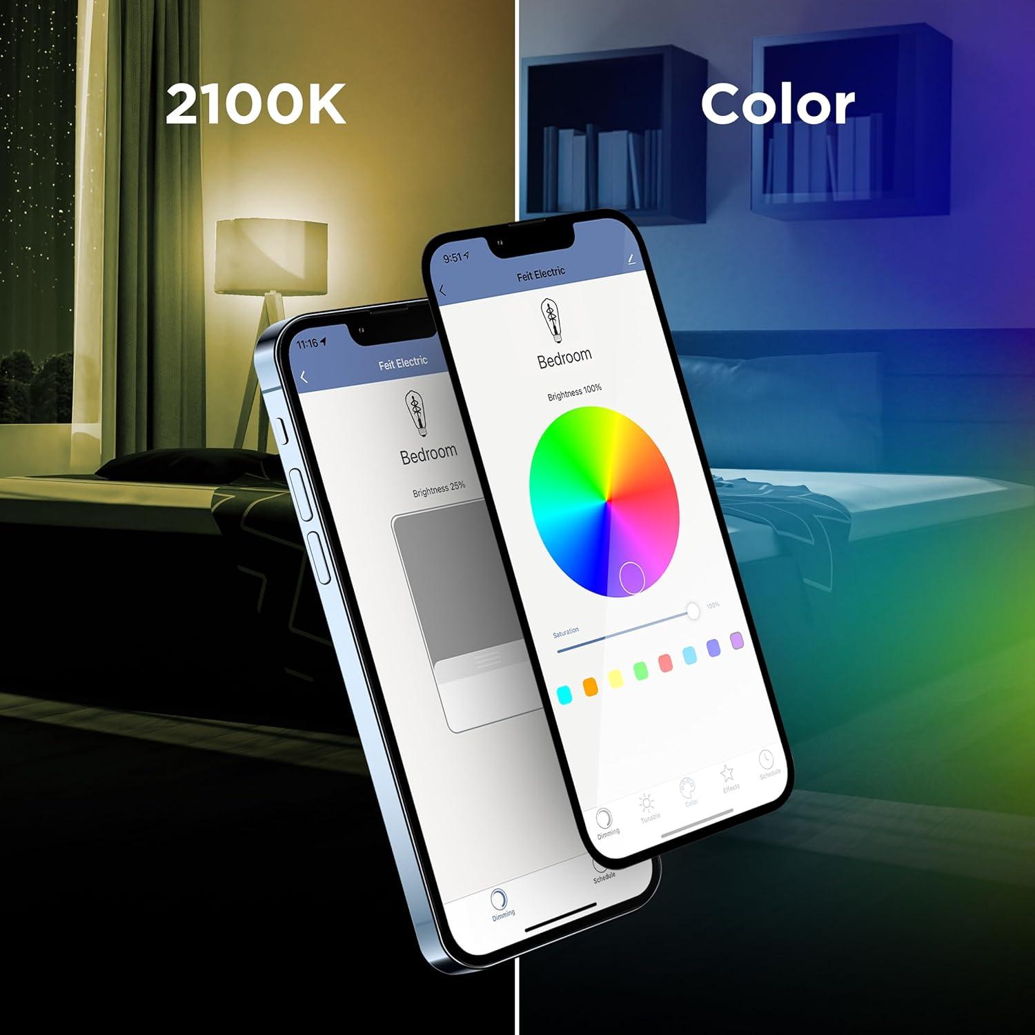 Bombilla Inteligente ST21 Feit Electric 6W RGBW Regulable 3 Unidades