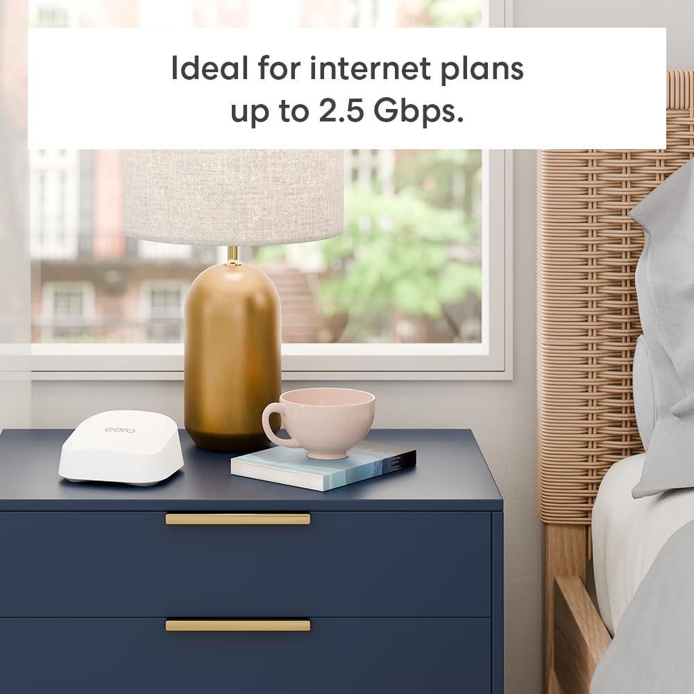 Amazon eero 7 with 1 month free eero Plus (auto-renews) - Supports internet plans up to 2.5 Gbps, Coverage up to 2,000 sq. ft., Connect 120+ devices, 1-pack