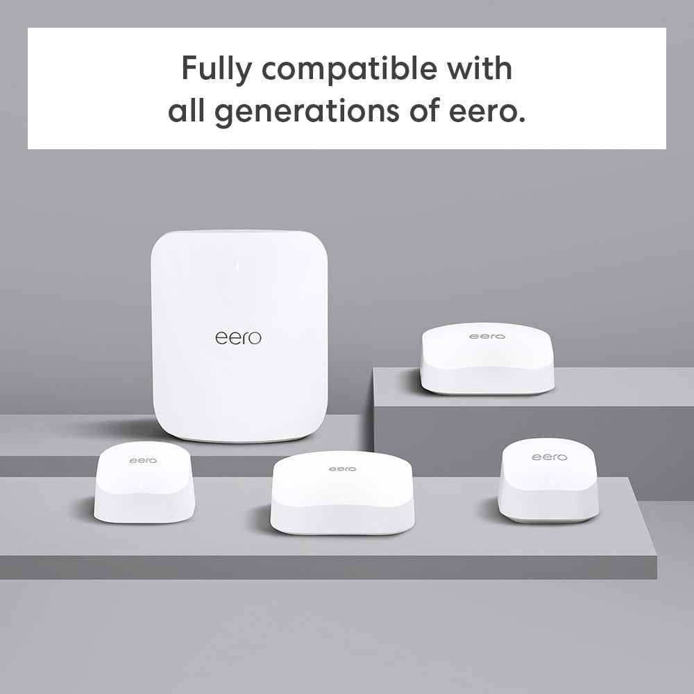 Amazon eero 7 with 1 month free eero Plus (auto-renews) - Supports internet plans up to 2.5 Gbps, Coverage up to 2,000 sq. ft., Connect 120+ devices, 1-pack
