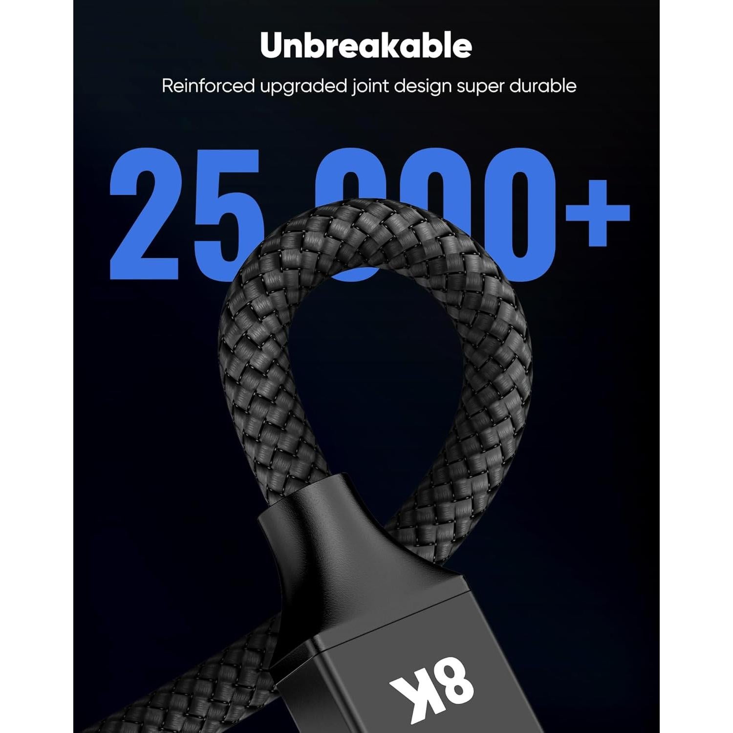 Cable HDMI 2.1 Capshi 0.61m 48Gbps 8K 4K@120Hz Trenzado