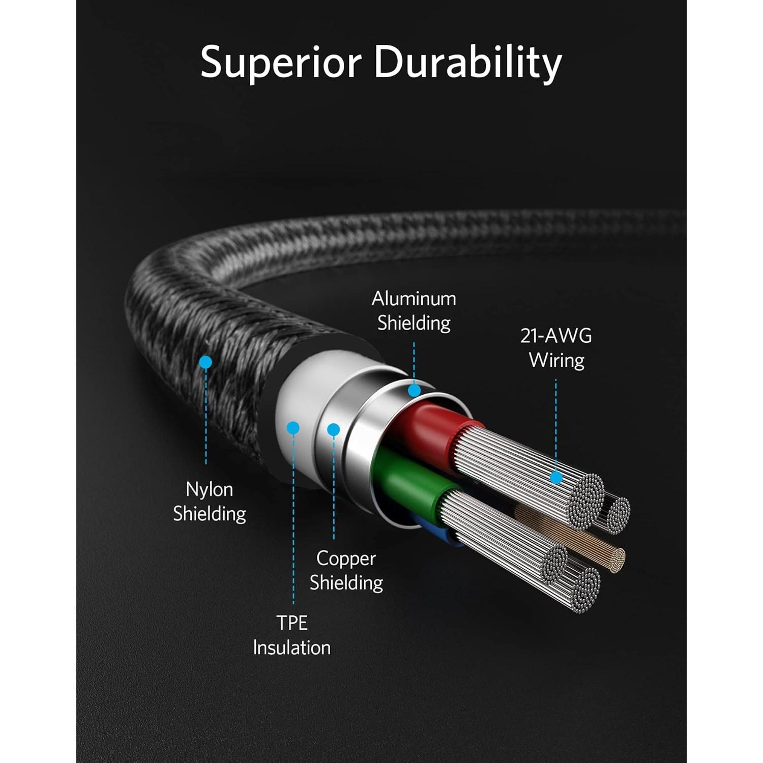 Cable USB C a Lightning Anker A8625 30 cm Nylon MFi Negro