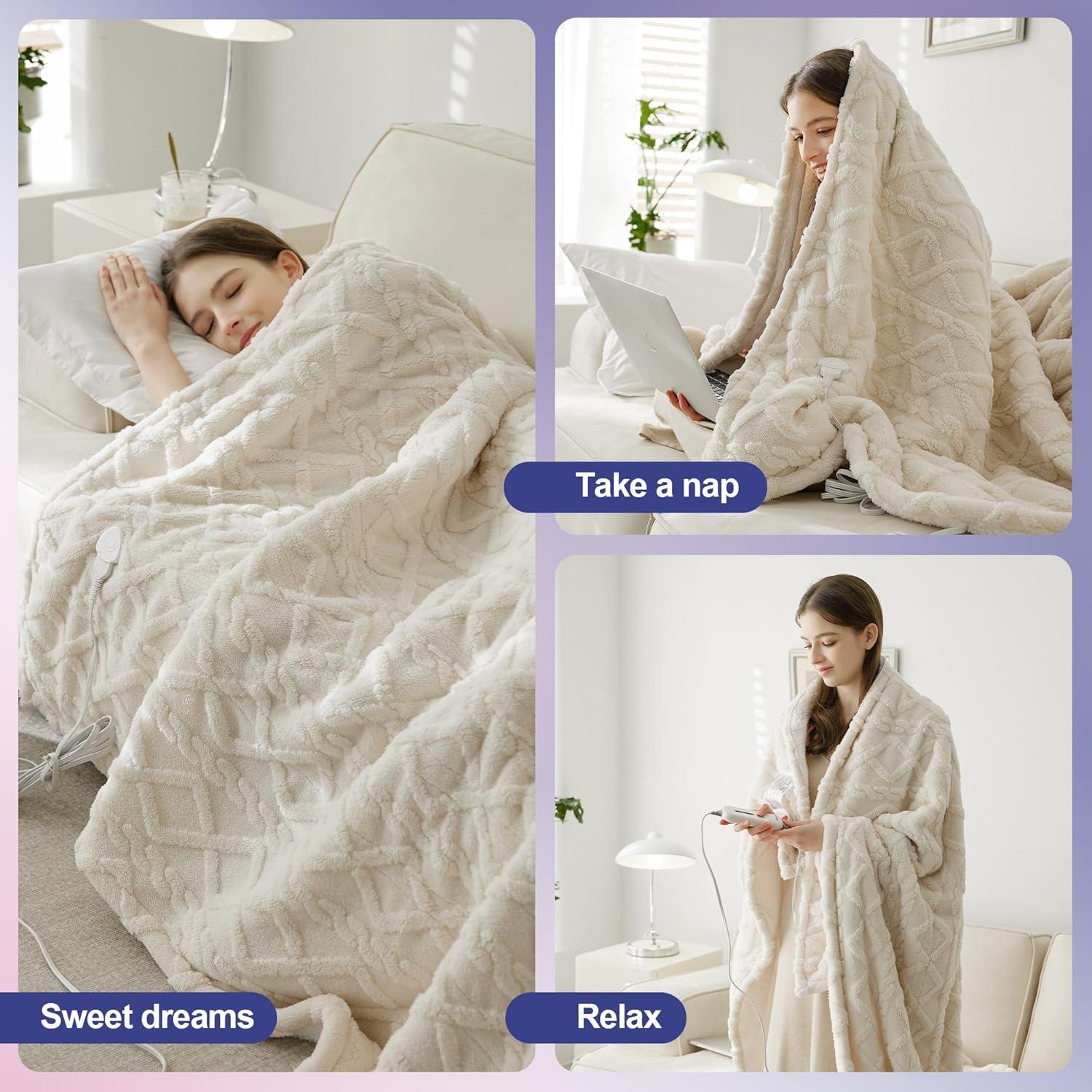 Manta Eléctrica XINIUSLEEP 127x152cm 5 Niveles Calor Beige