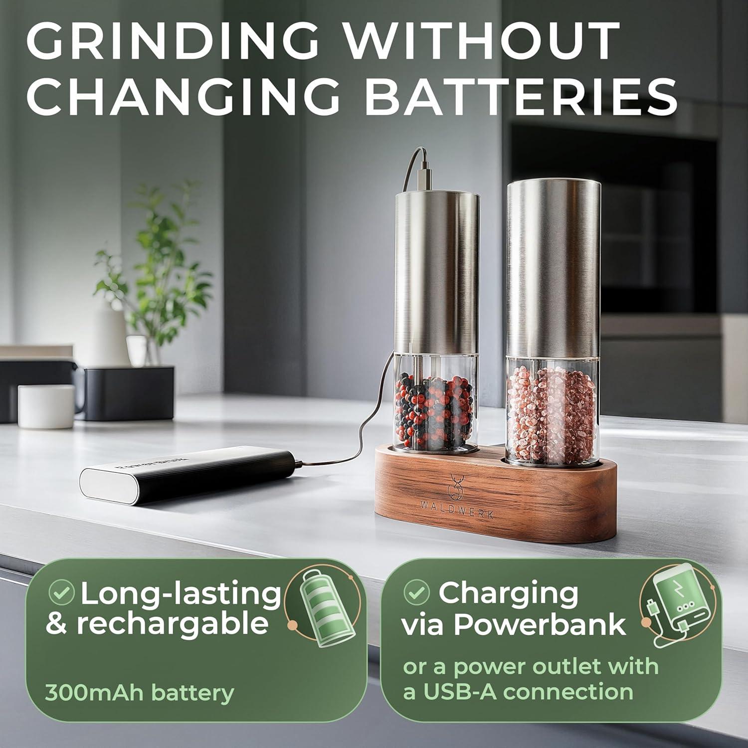 Conjunto Molinillos Eléctricos de Sal y Pimienta WALDWERK