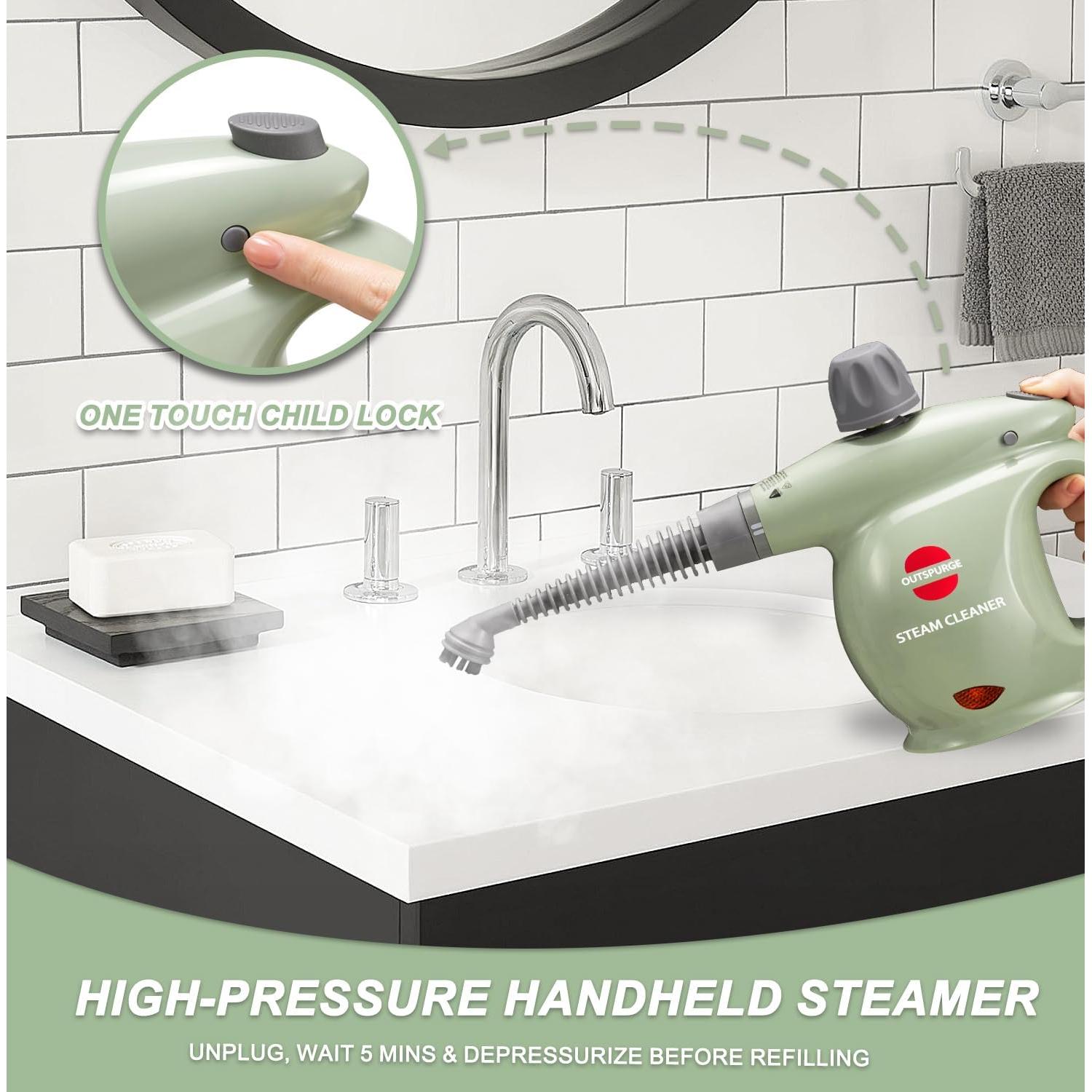 Limpiador de Vapor de Mano Outspurge 350ml Verde 13 Accesorios