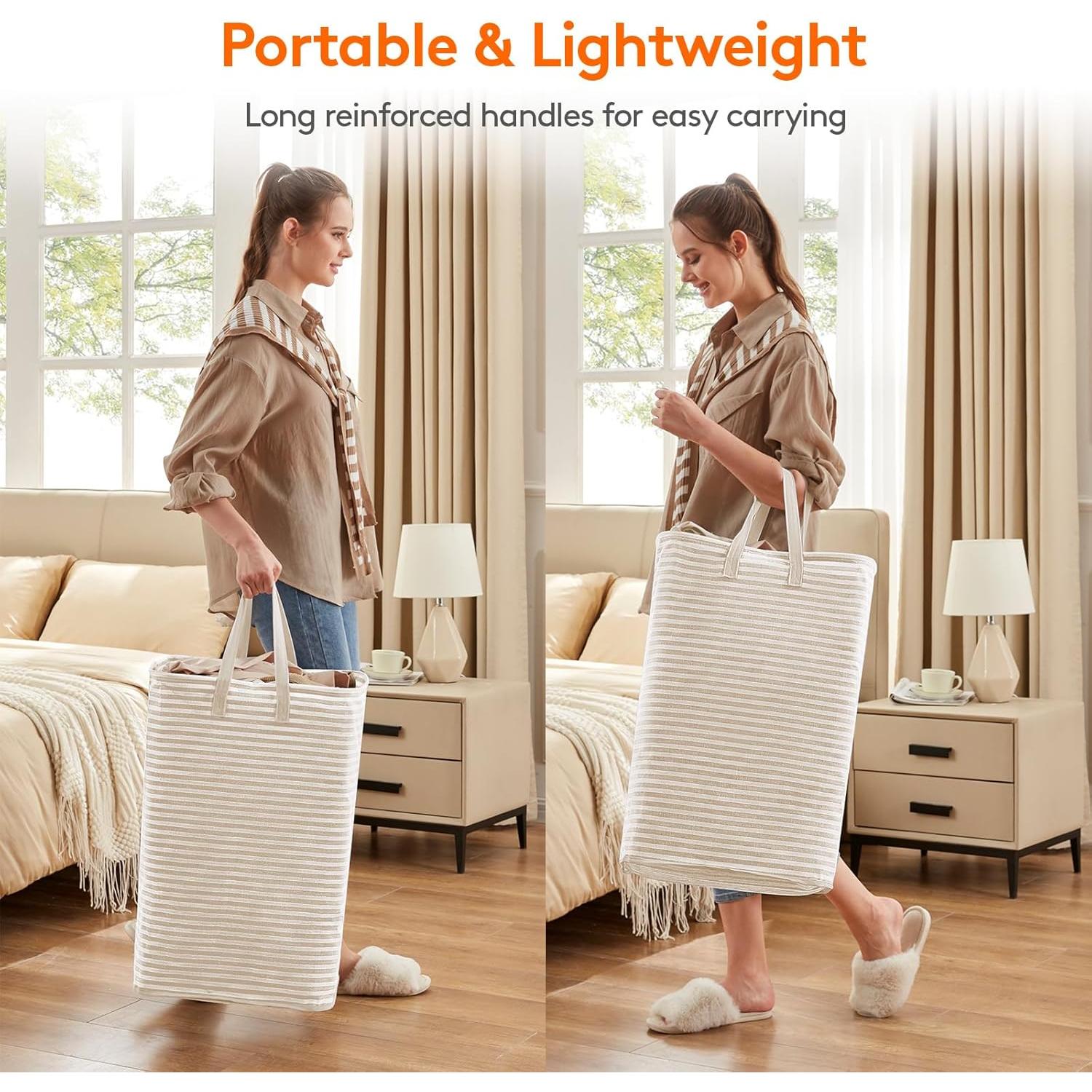 Cesta de Ropa Plegable Lifewit 2 Pack 80L Beige Impermeable