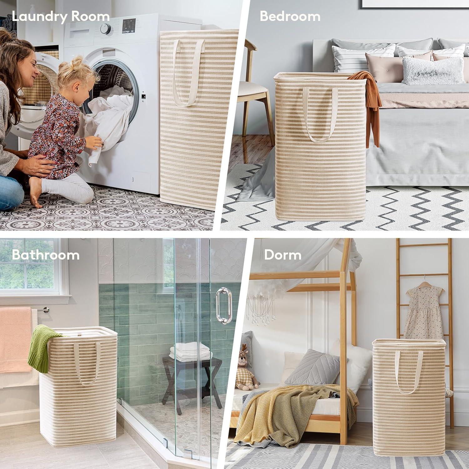 Cesta de Ropa Plegable Lifewit 2 Pack 80L Beige Impermeable