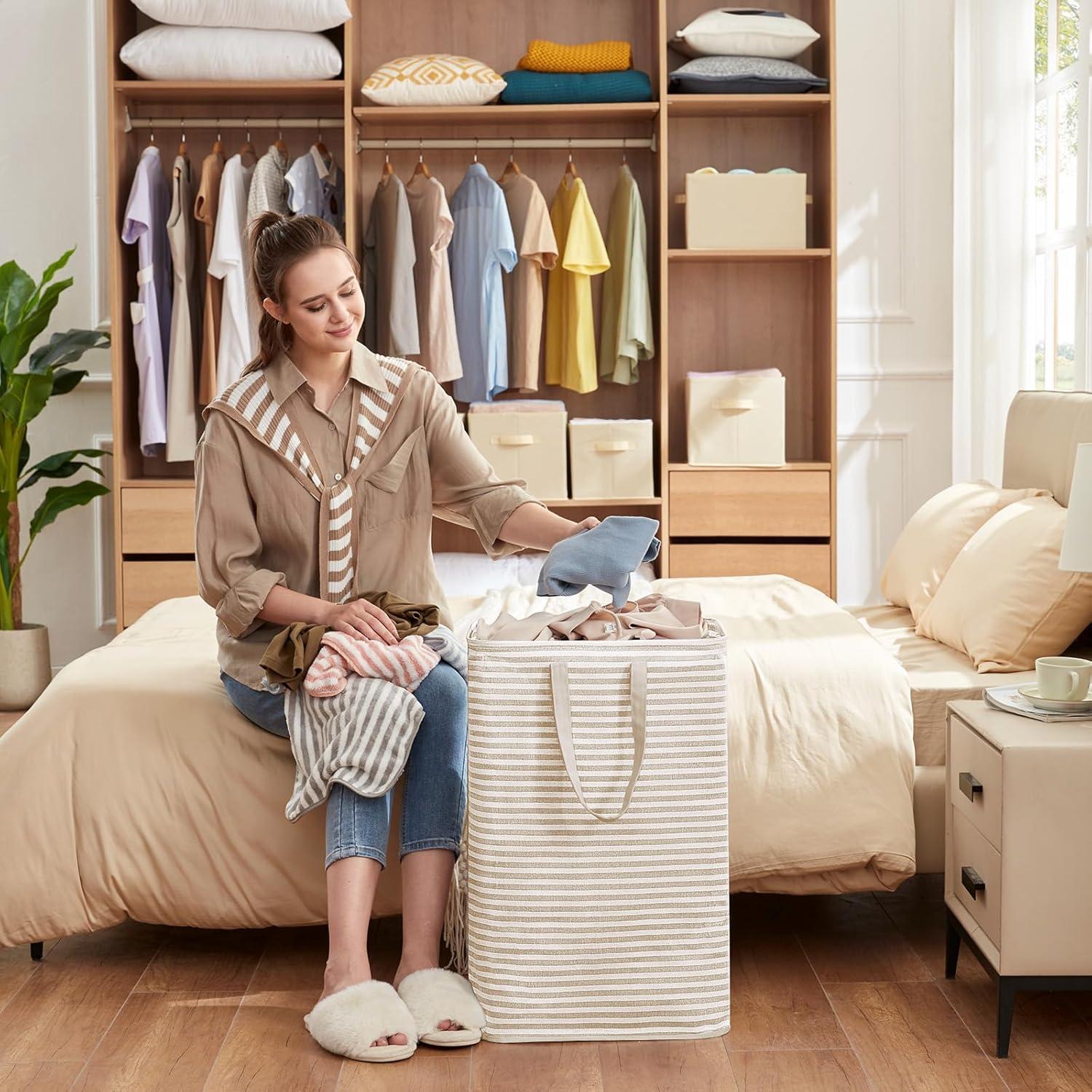 Cesta de Ropa Plegable Lifewit 2 Pack 80L Beige Impermeable