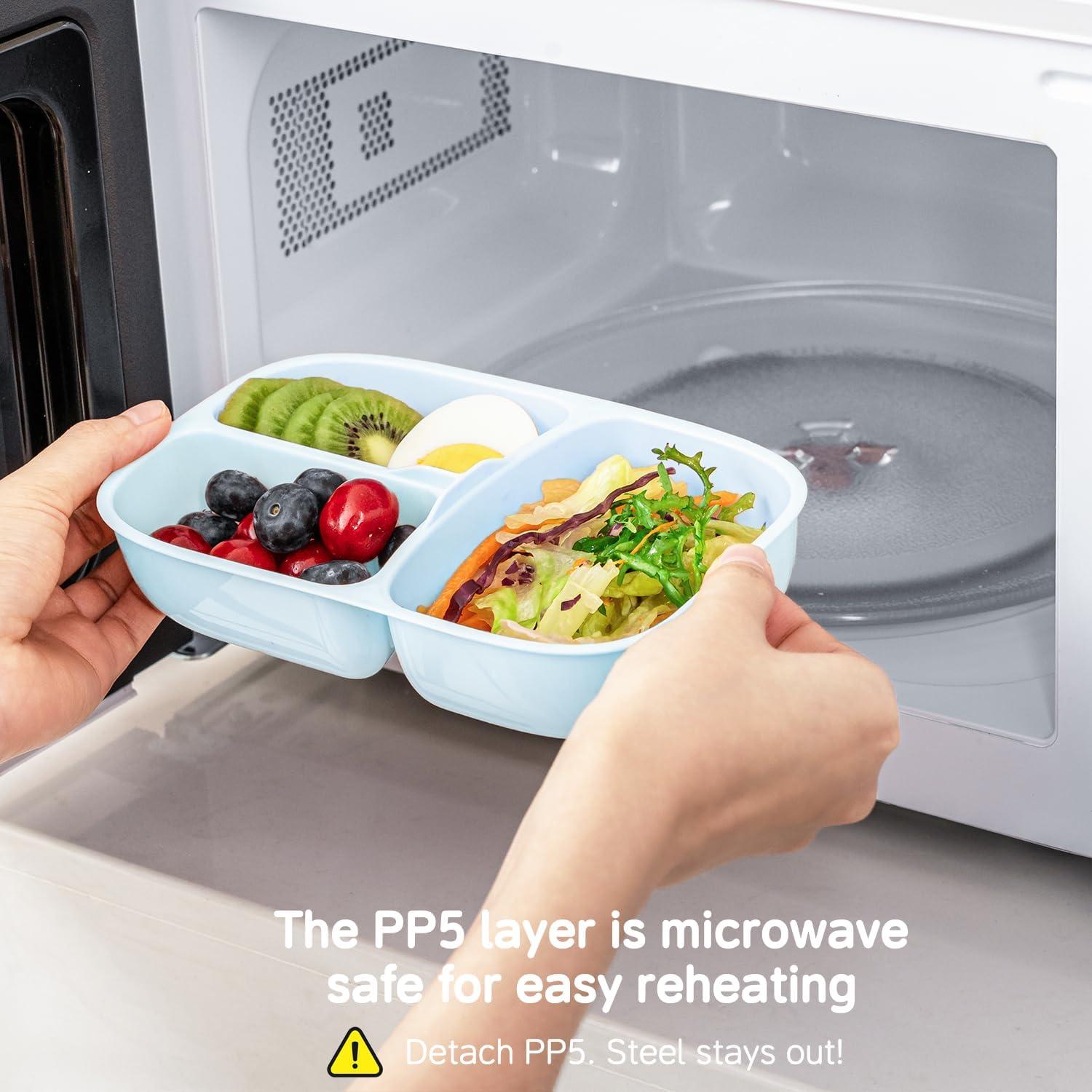 Caja Bento Aislada Beviss 21x11 cm Acero Inoxidable Azul