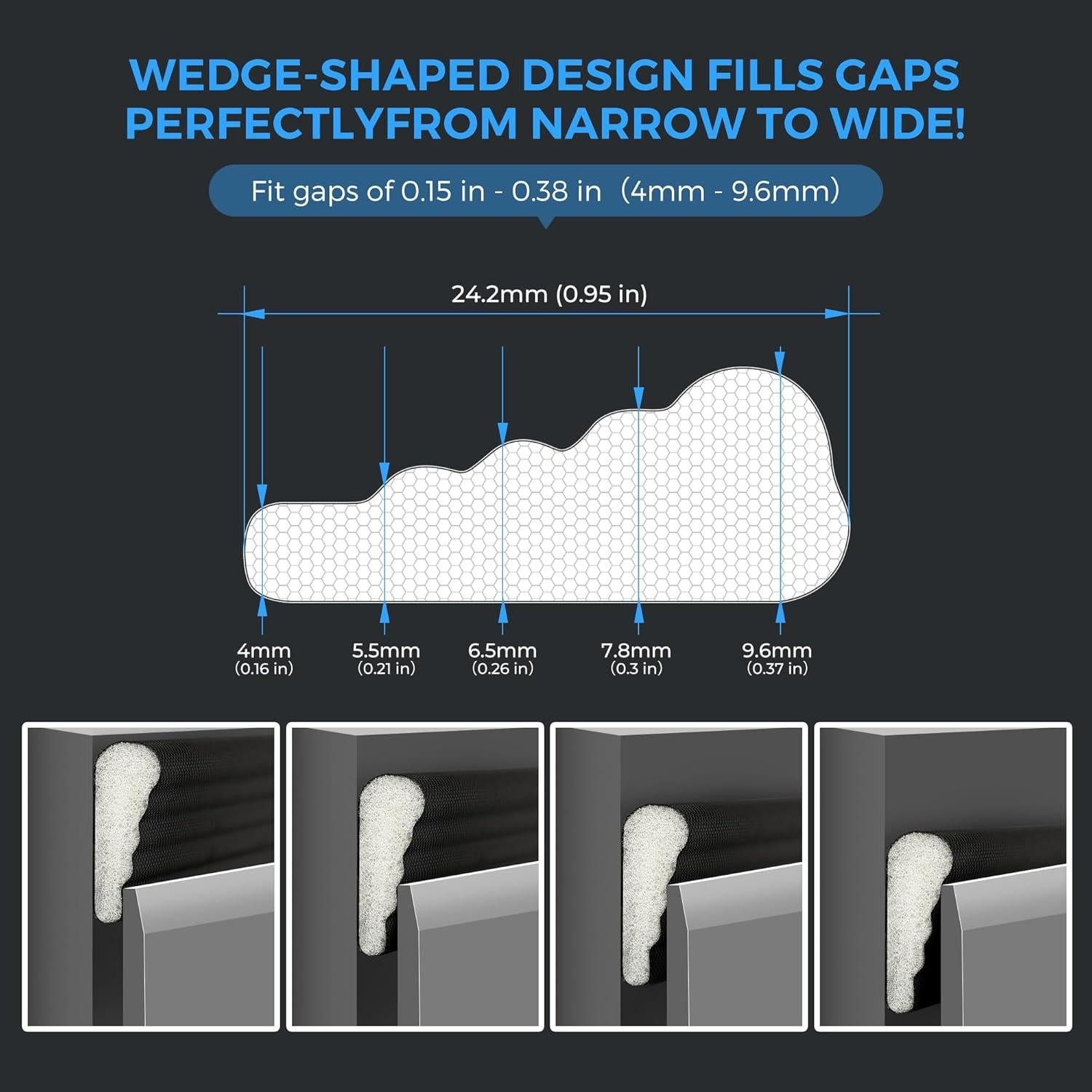 Sello de Aislamiento de Puerta y Ventana Ravinte 3m Negro