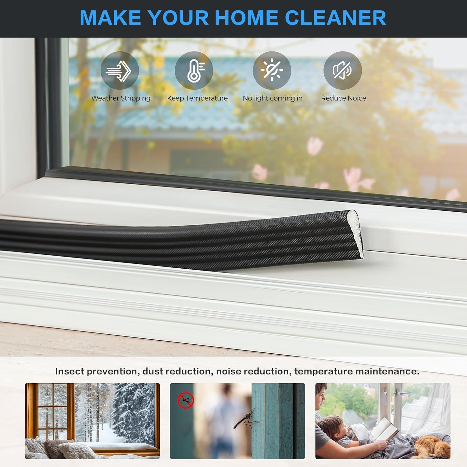 Sello de Aislamiento de Puerta y Ventana Ravinte 3m Negro