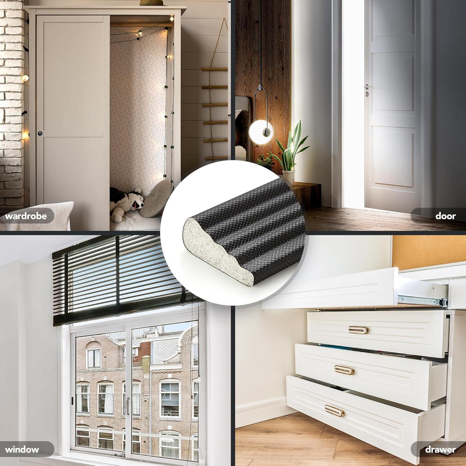 Sello de Aislamiento de Puerta y Ventana Ravinte 3m Negro