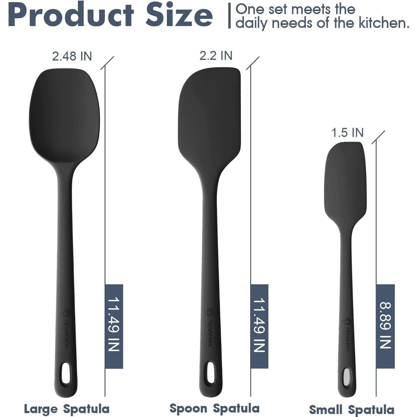 Juego de Espátulas de Silicona ChefAide 3 Piezas Resistente al Calor