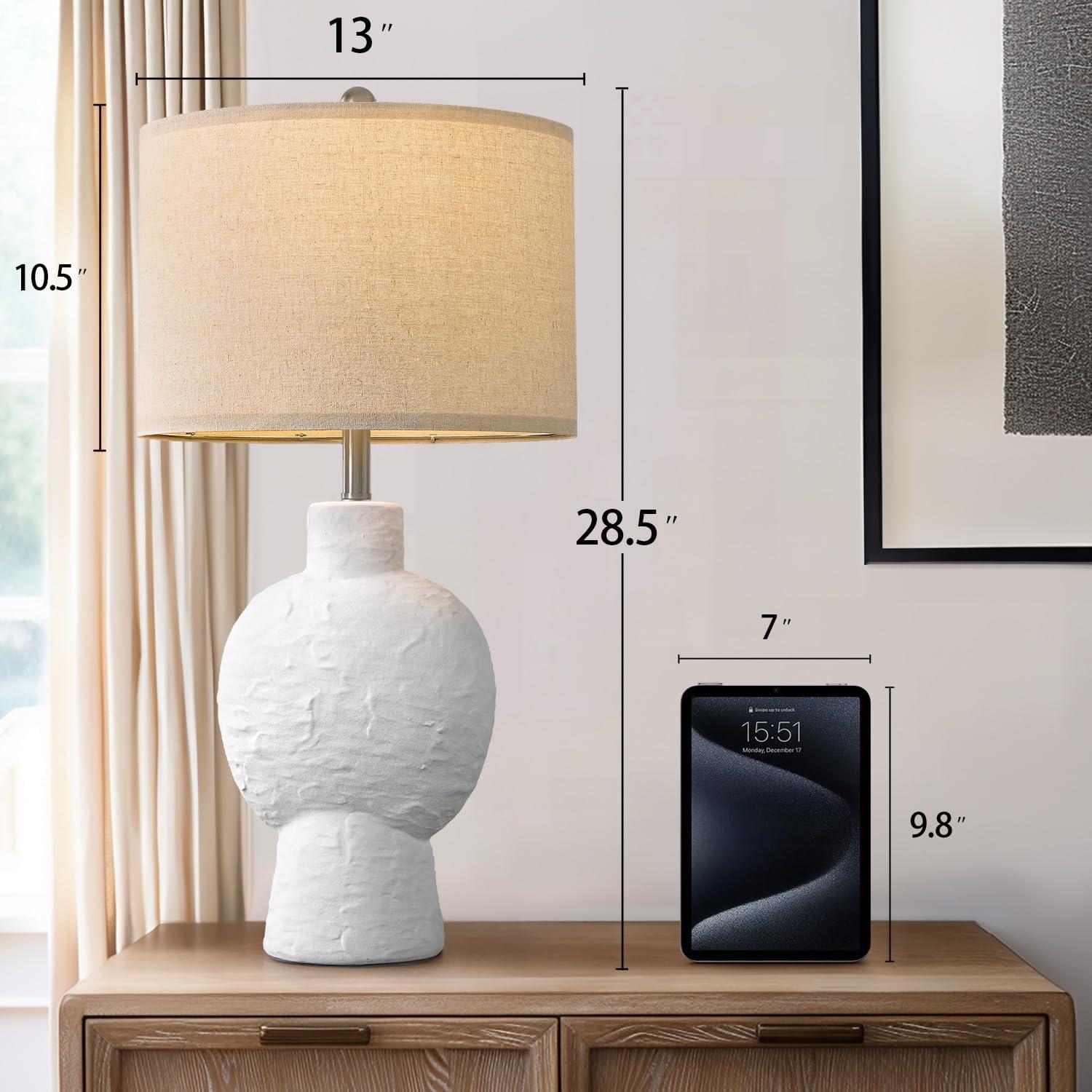 Lámpara de Mesa Cerámica PORTRES 38x24cm Beige Moderna