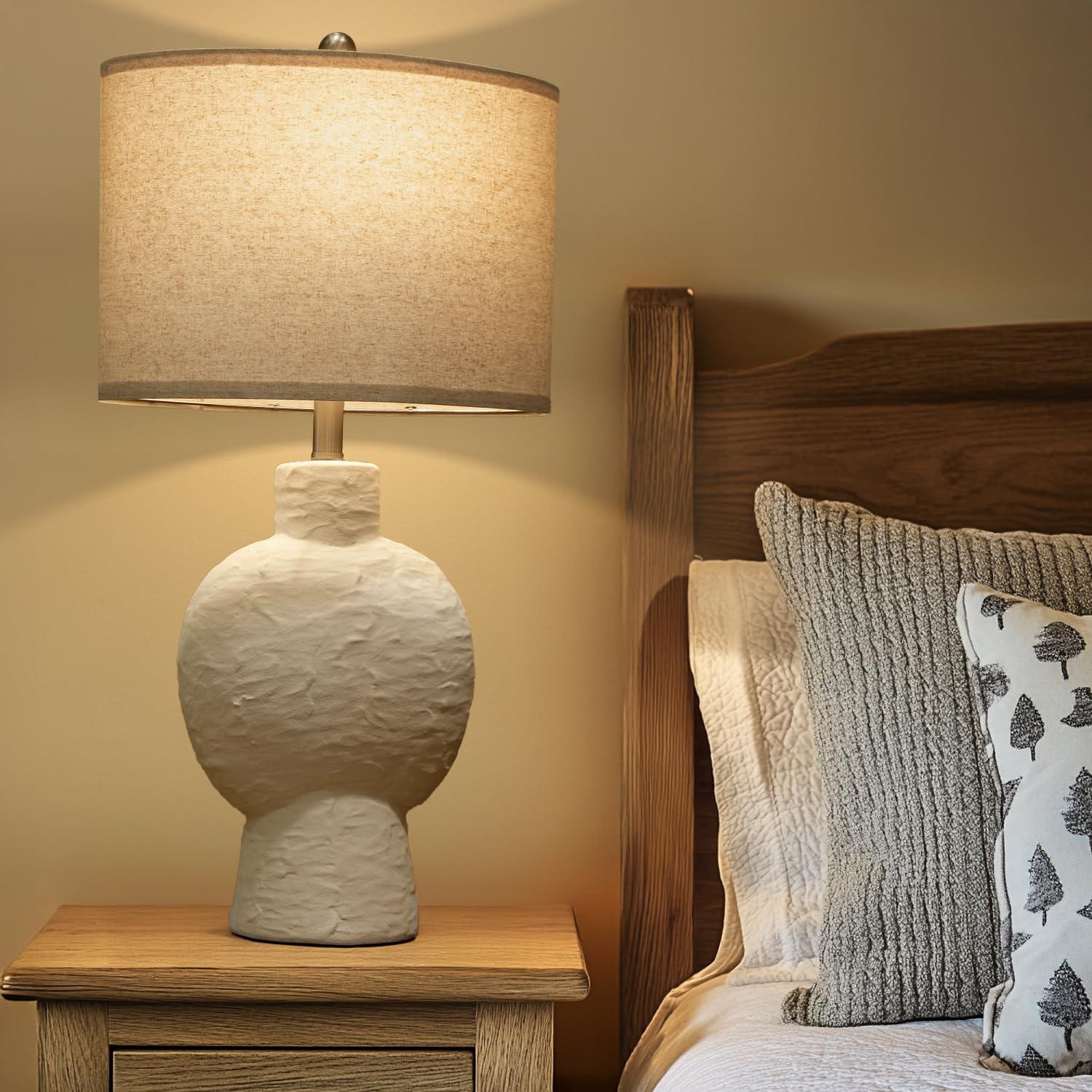 Lámpara de Mesa Cerámica PORTRES 38x24cm Beige Moderna