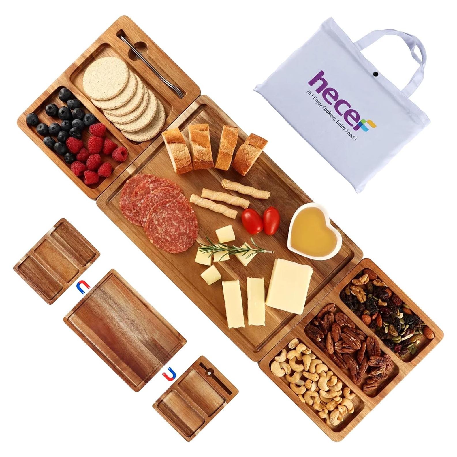 Juego de Tabla de Charcutería Hecef 8 Piezas Madera Acacia