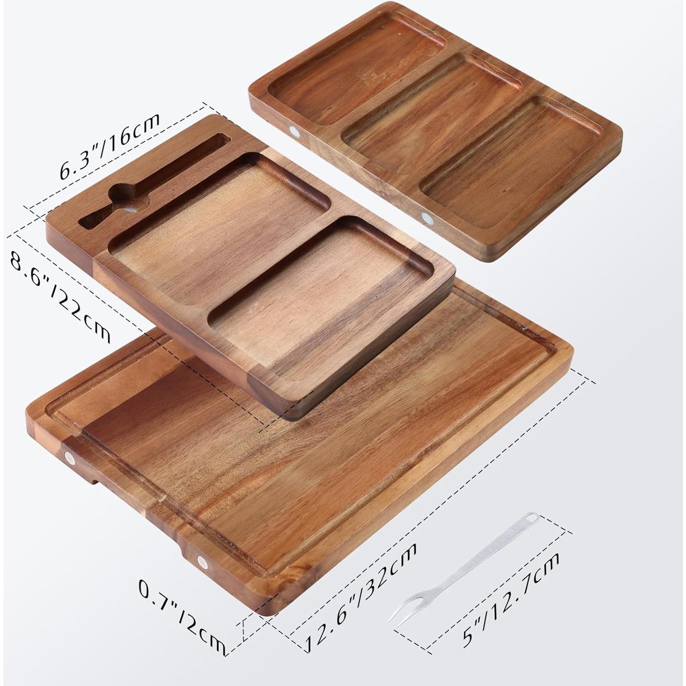 Juego de Tabla de Charcutería Hecef 8 Piezas Madera Acacia