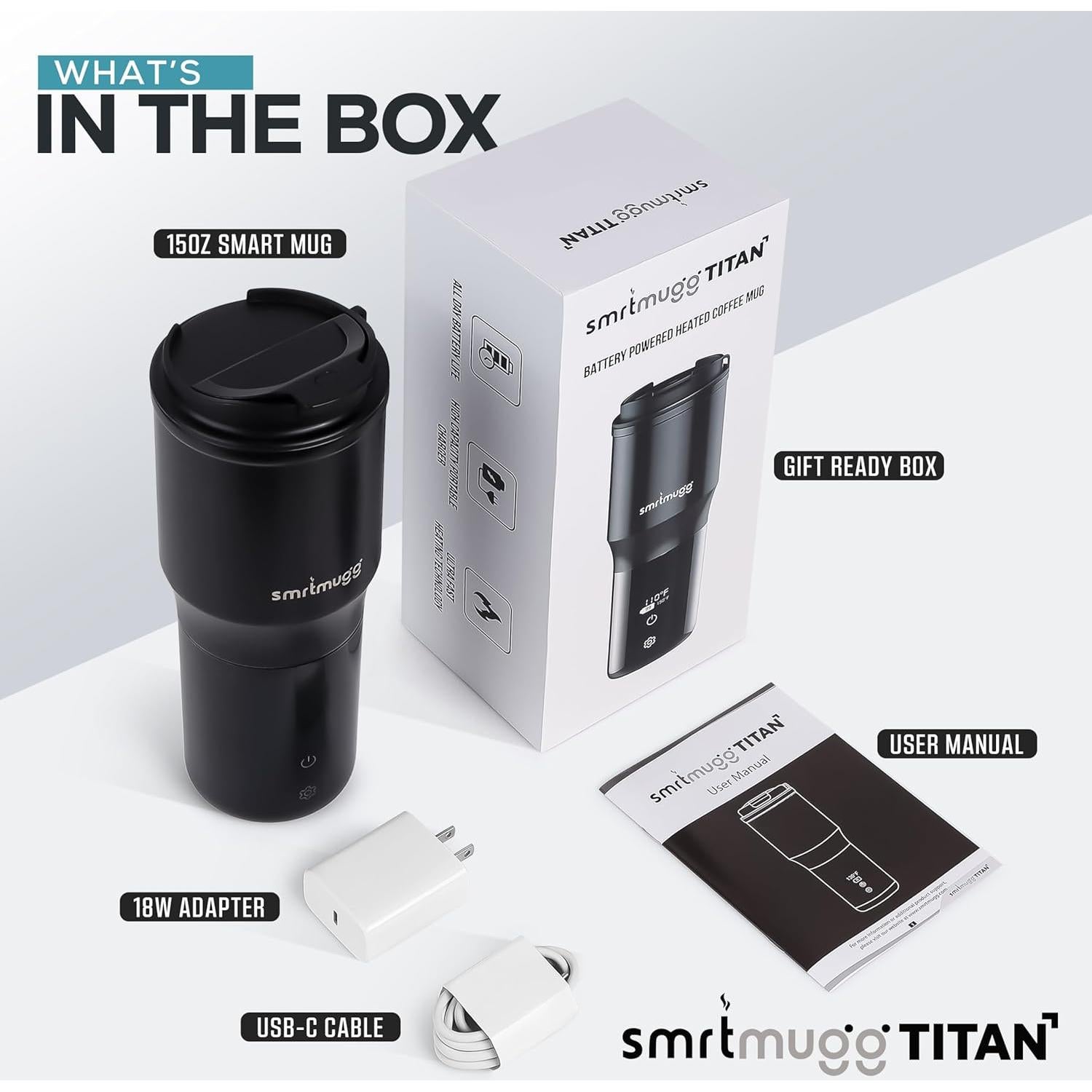 Taza Calentada SmrtMugg TITAN 0.44L Temperatura Ajustable