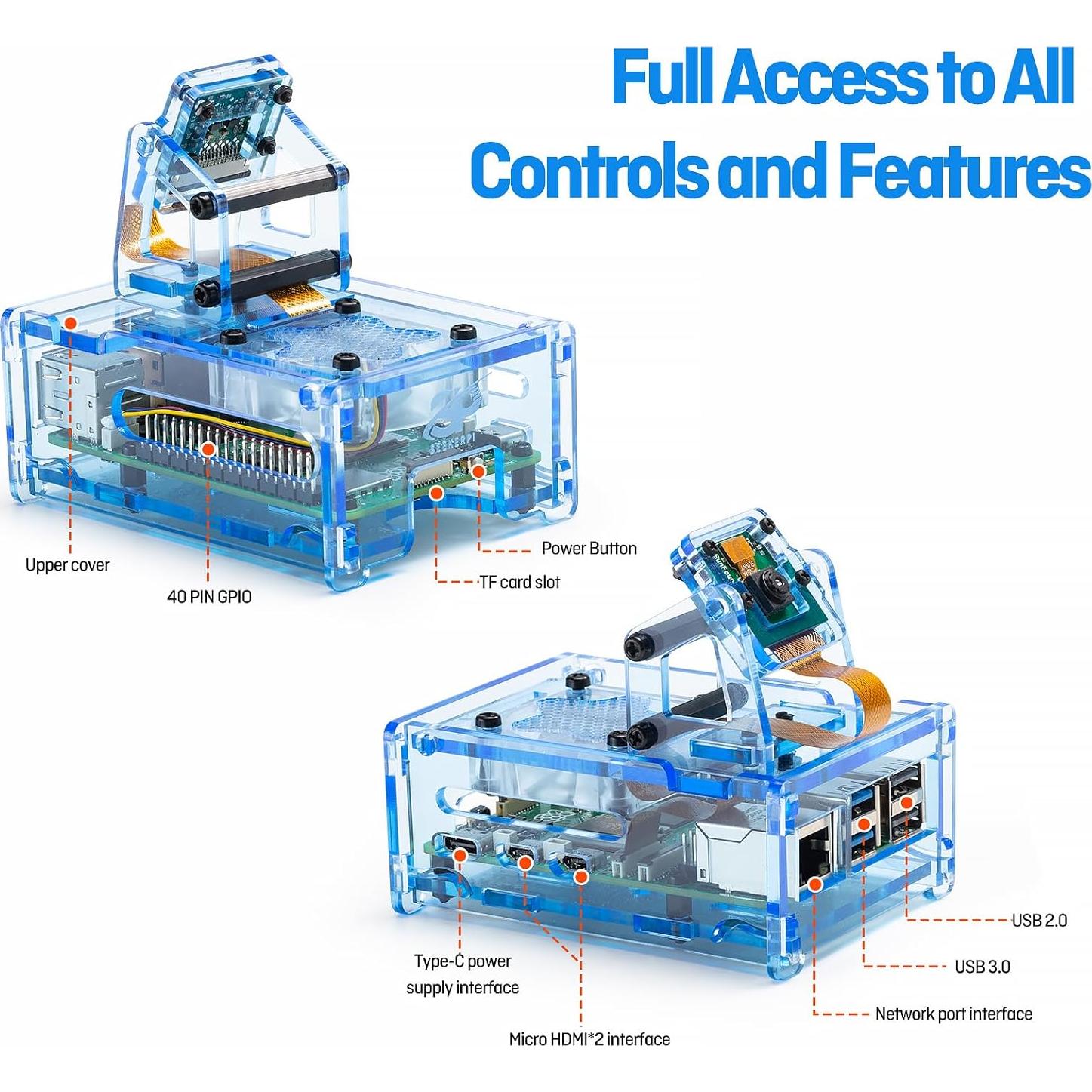 Caja Acrílica SeekerPi para Raspberry Pi 5 con Ventilador RGB