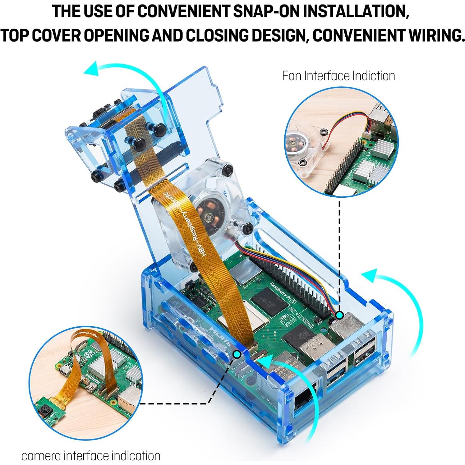 Caja Acrílica SeekerPi para Raspberry Pi 5 con Ventilador RGB