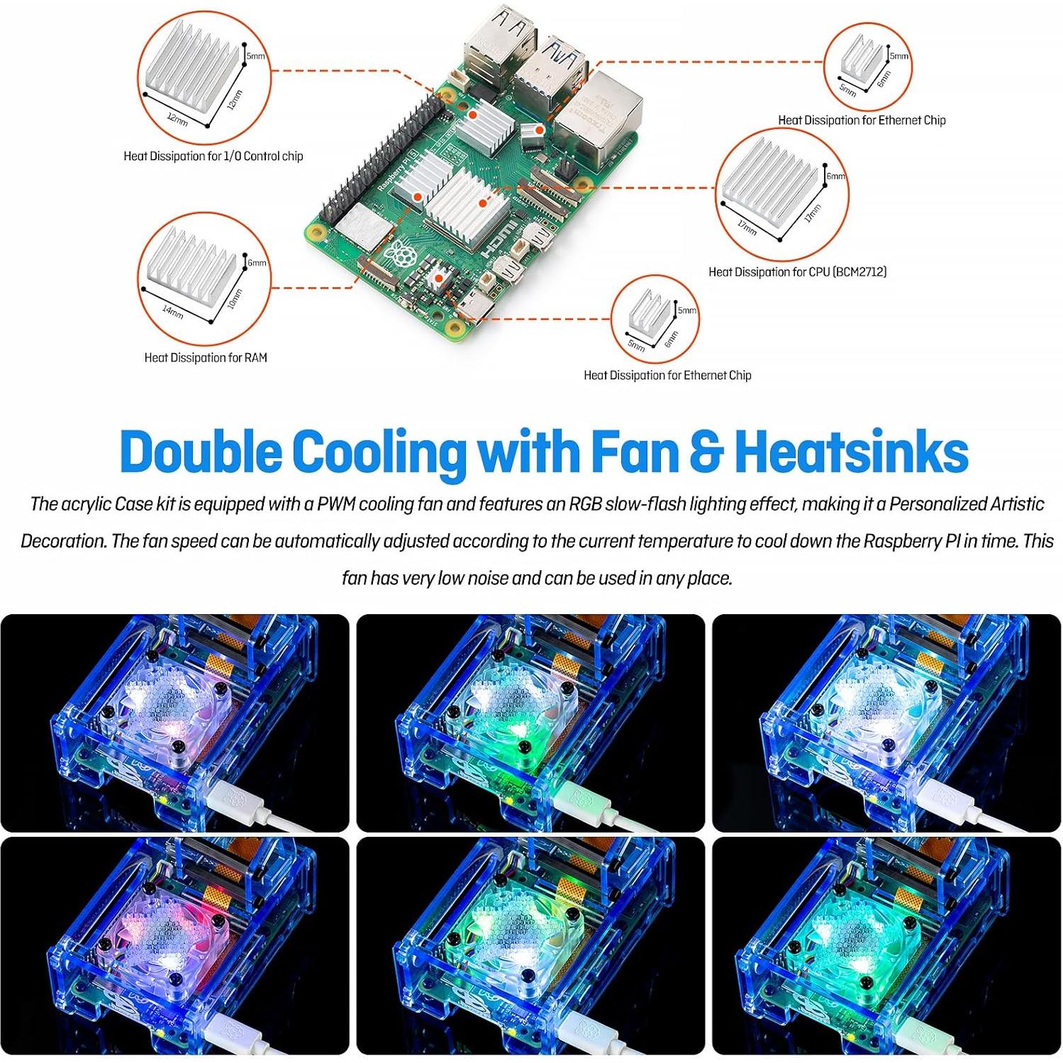 Caja Acrílica SeekerPi para Raspberry Pi 5 con Ventilador RGB