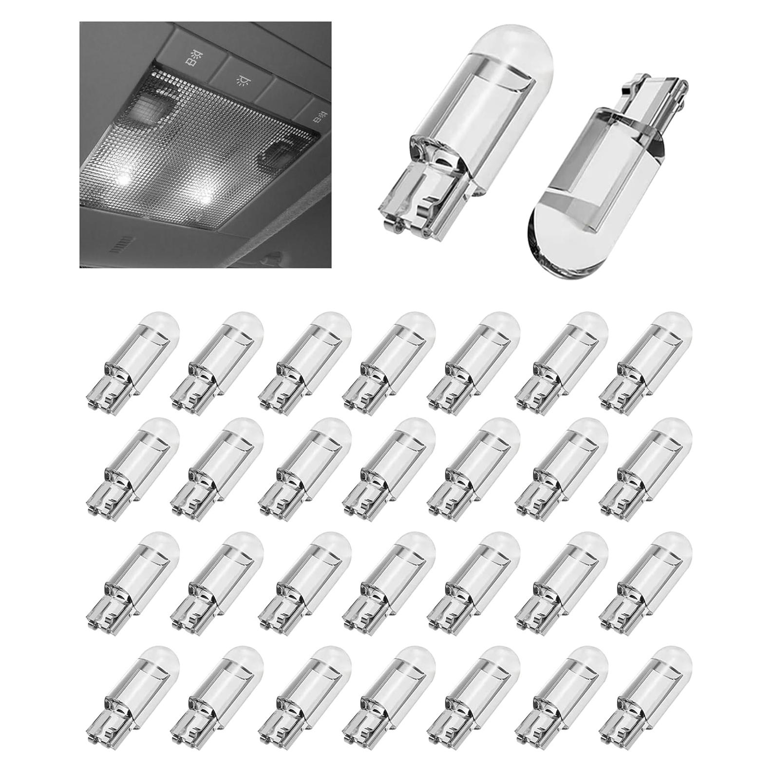 30PCS 194 LED Bulb,Car Accessories License Plate Bulb,0.36W 12V Car Interior Dome Light,168 2825 W5W T10 Wedge COB LED Replacement Bulbs,Use for Dome Light,Map Light (White)