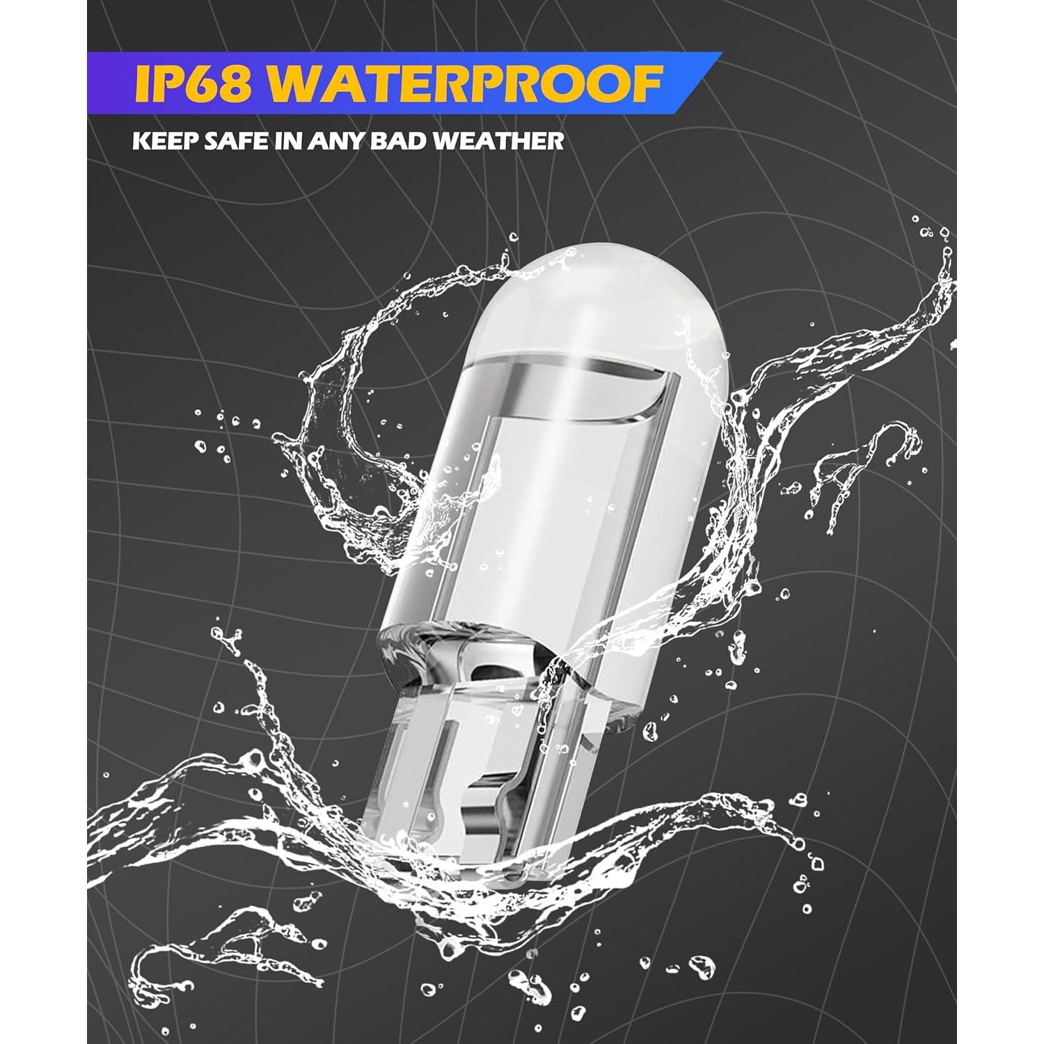 30PCS 194 LED Bulb,Car Accessories License Plate Bulb,0.36W 12V Car Interior Dome Light,168 2825 W5W T10 Wedge COB LED Replacement Bulbs,Use for Dome Light,Map Light (White)