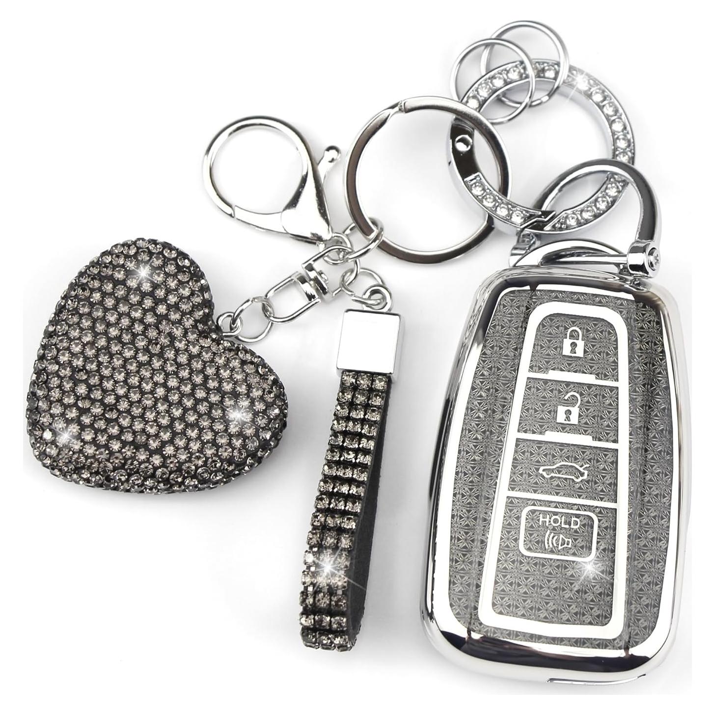 Funda de Llave YIKECASE para Toyota 4 Botones Corazón Negro