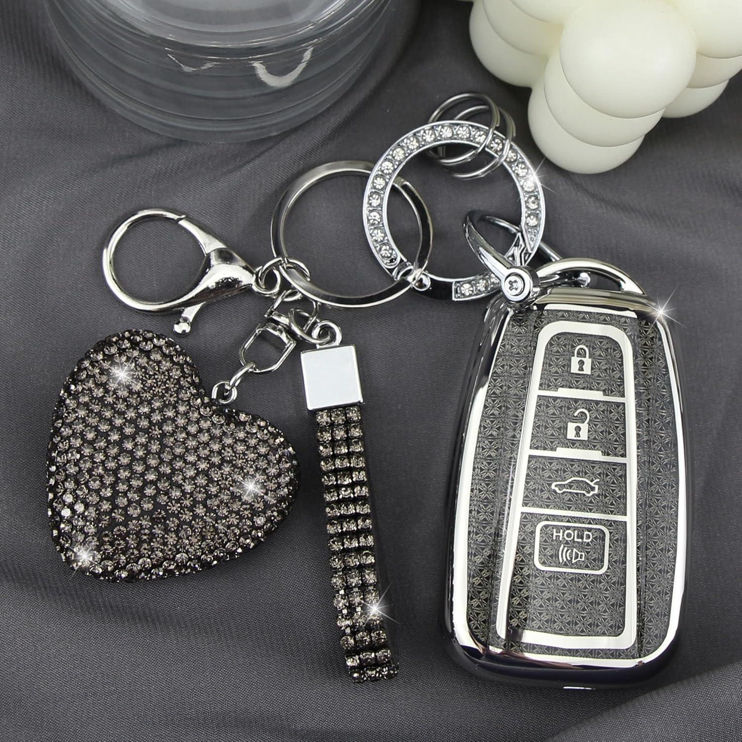 Funda de Llave YIKECASE para Toyota 4 Botones Corazón Negro