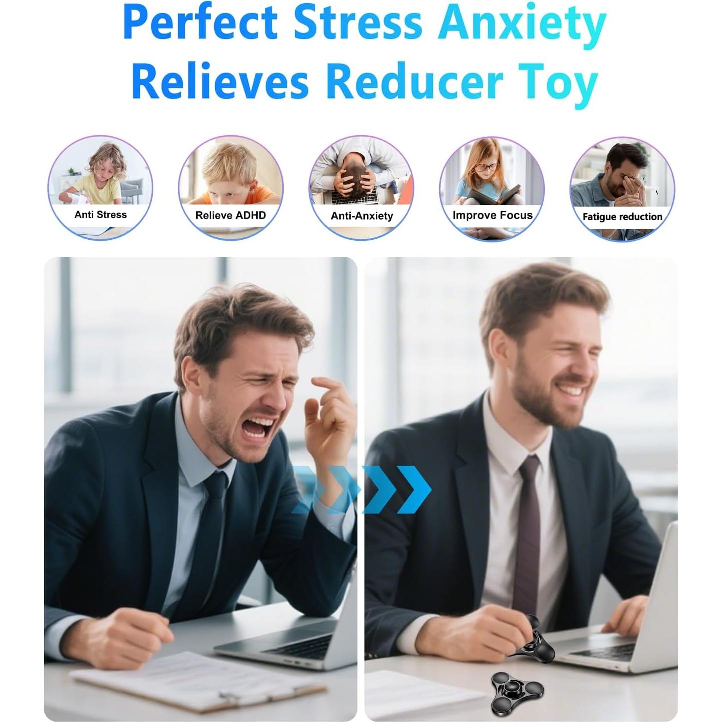 Fidget Spinner ATESSON Negro Alivio Estrés 6.1 cm Alta Velocidad