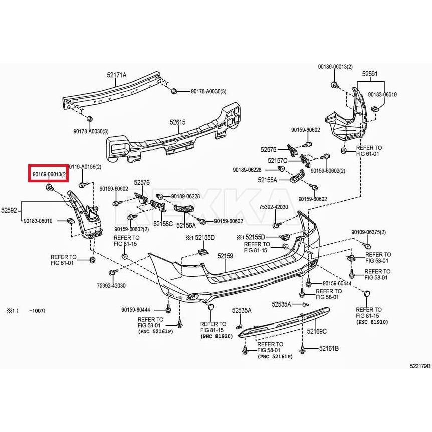 Tuercas de Guardabarros Nylon 10pcs Rexka para Toyota Lexus