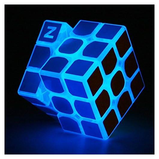 Cubo Mágico Fluorescente Azul TANCH 3x3 Brilla en la Oscuridad
