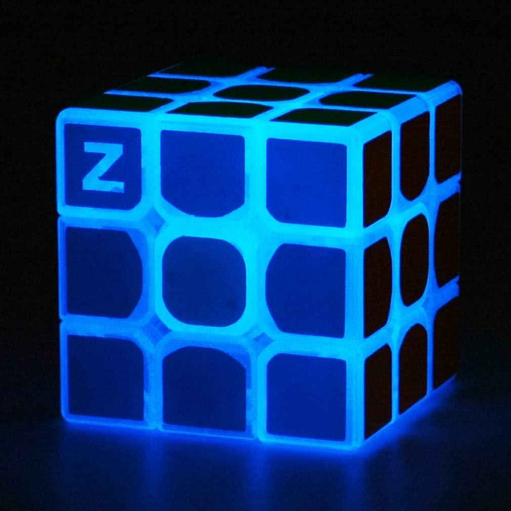 Cubo Mágico Fluorescente Azul TANCH 3x3 Brilla en la Oscuridad