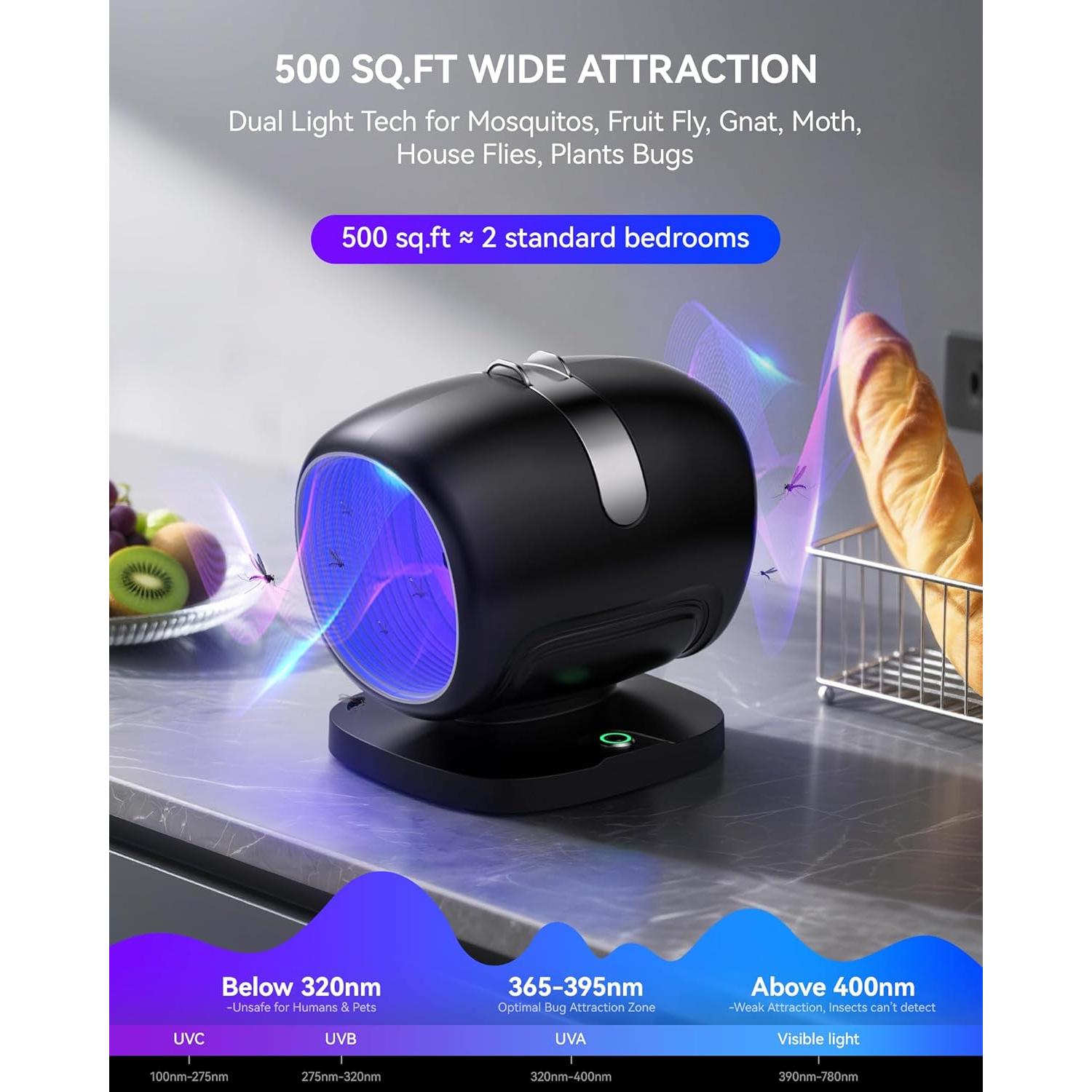 Trampa de Moscas de Fruta ZEVQI POWER con Luz y Pegamento