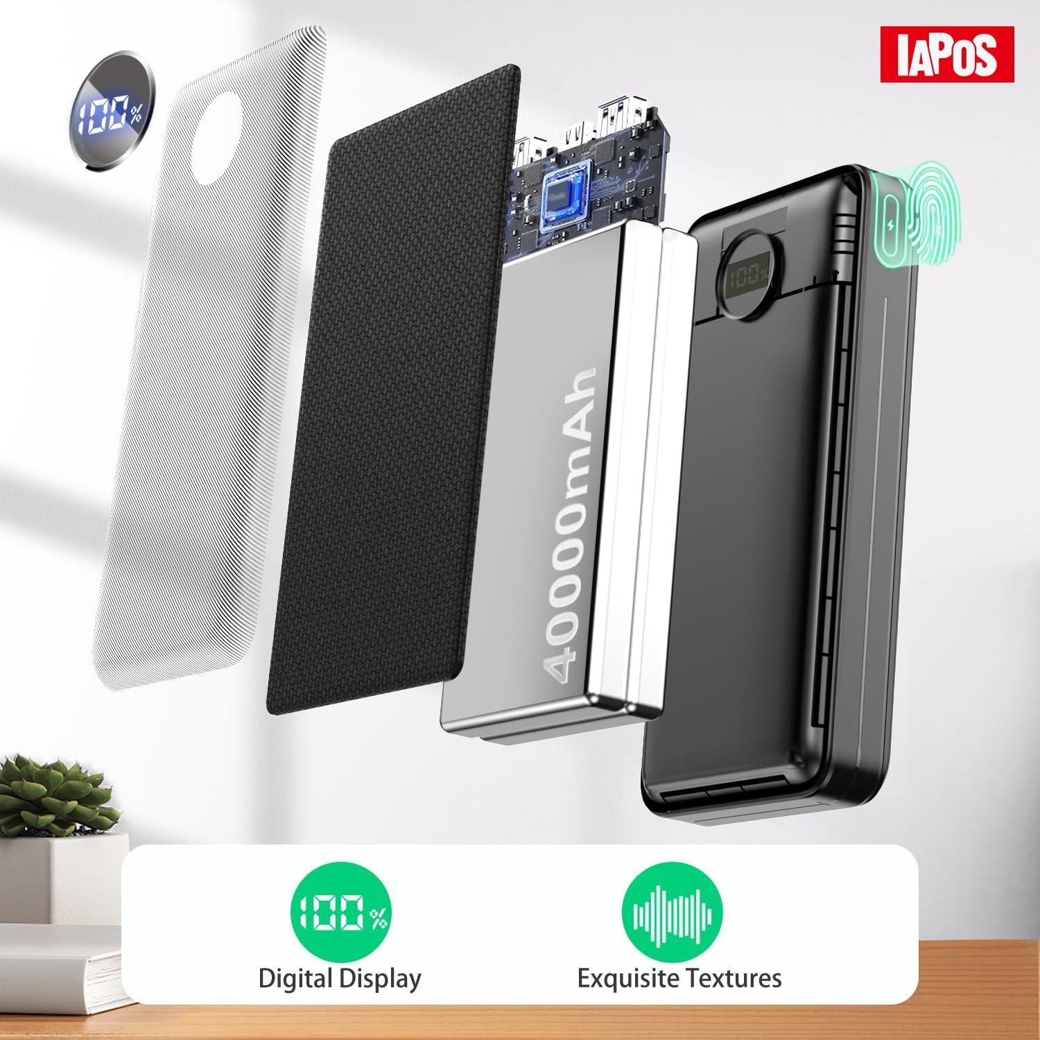 Cargador Portátil IAPOS 40000mAh USB-C 22.5W Carga Rápida
