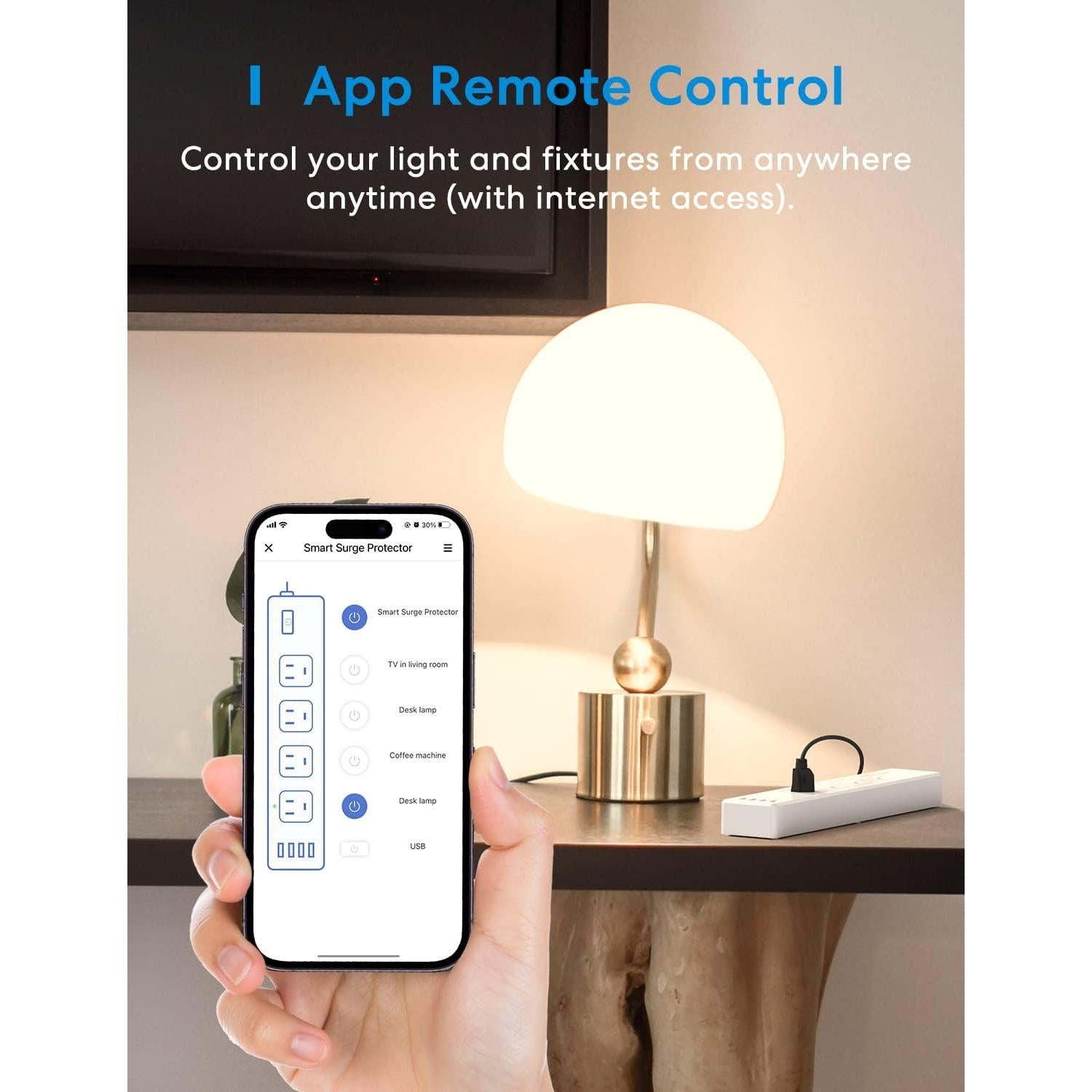Tira de Energía Inteligente Meross 4 Salidas y 4 USB WiFi