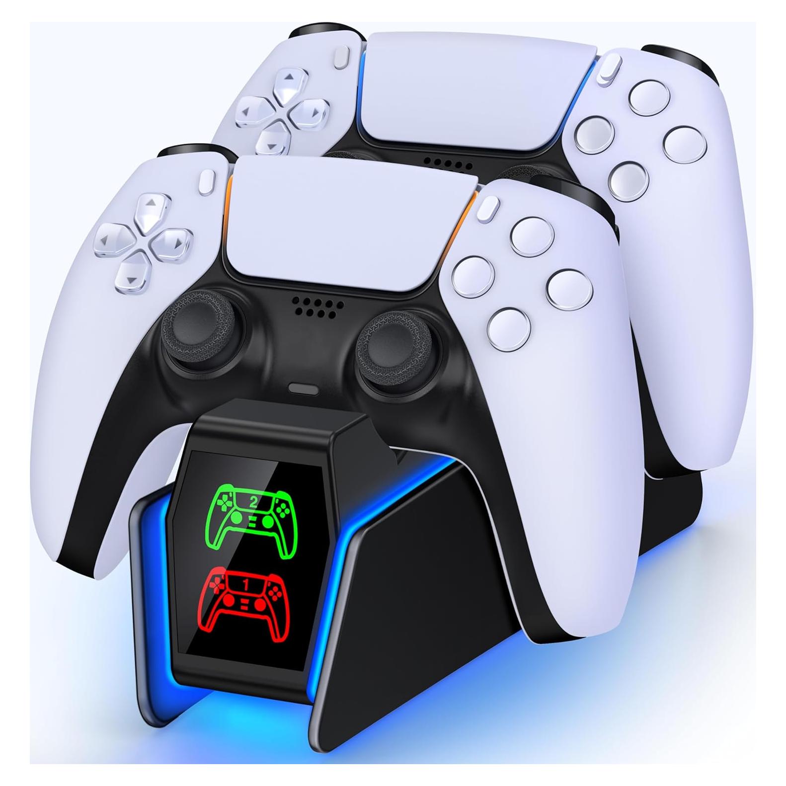 Estación de Carga Doble PS5 SVETAECHO con Luz LED - Negro