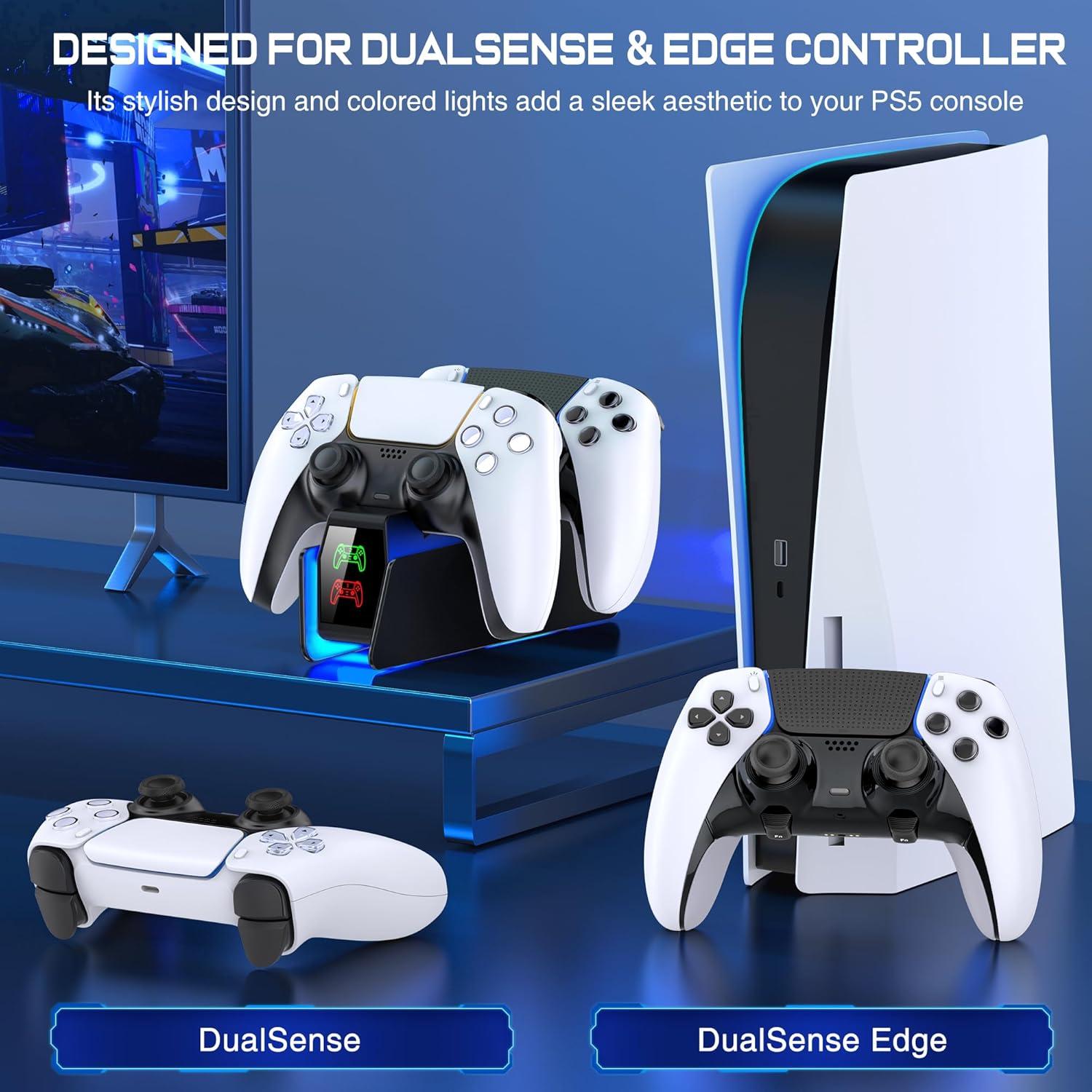 Estación de Carga Doble PS5 SVETAECHO con Luz LED - Negro